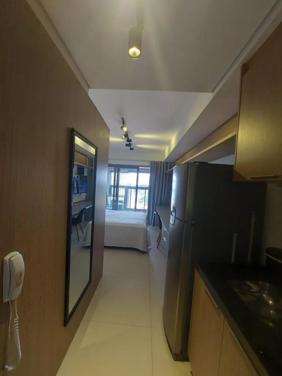 Kitchen or kitchenette in Lindo studio em Moema