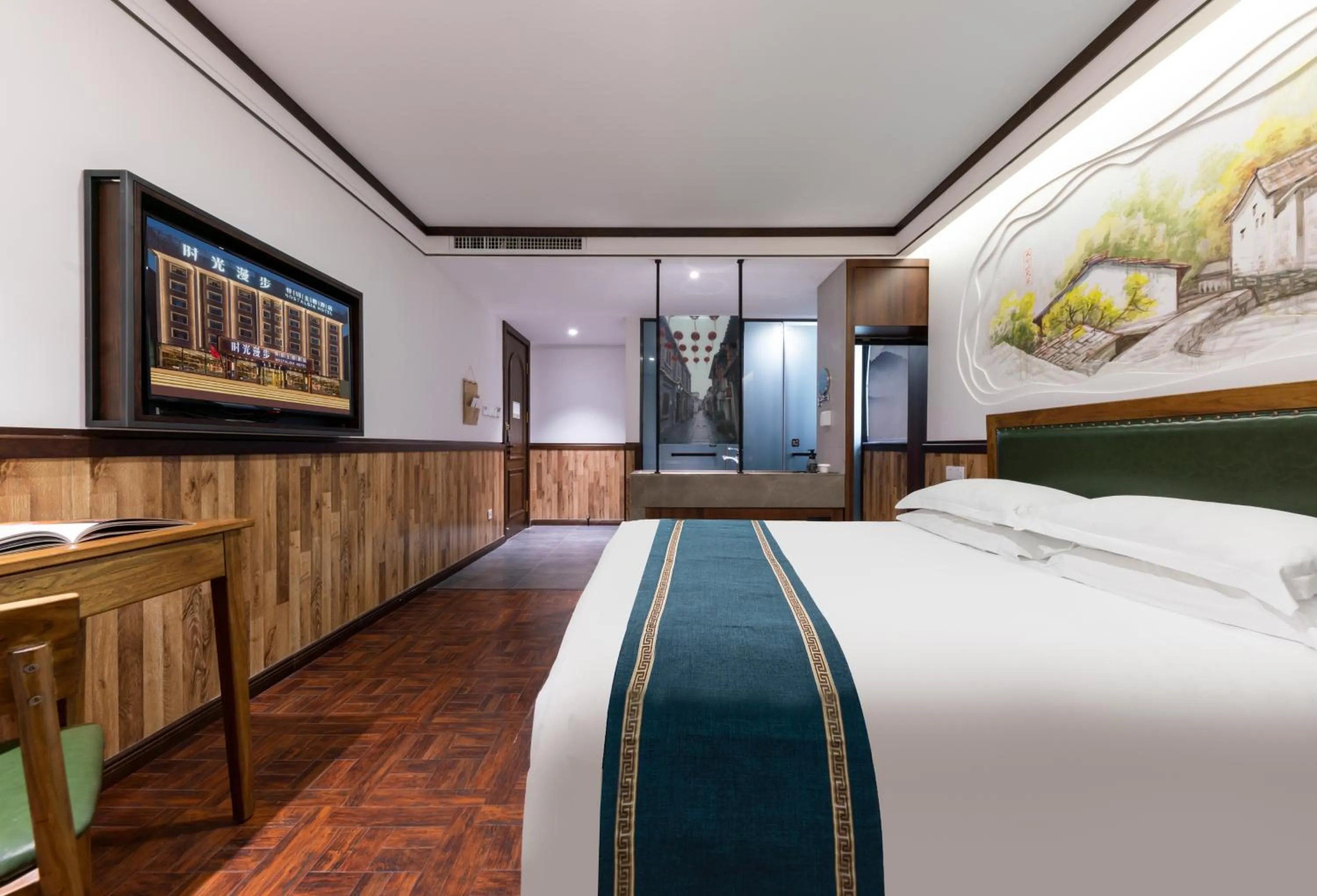 Bedroom, Bed in Nost algia Hotel Near University of Technology -Shanxi museum 时光漫步酒店 山西博物院太原理工大学店 Free fresh ground coffee,Free laundry service