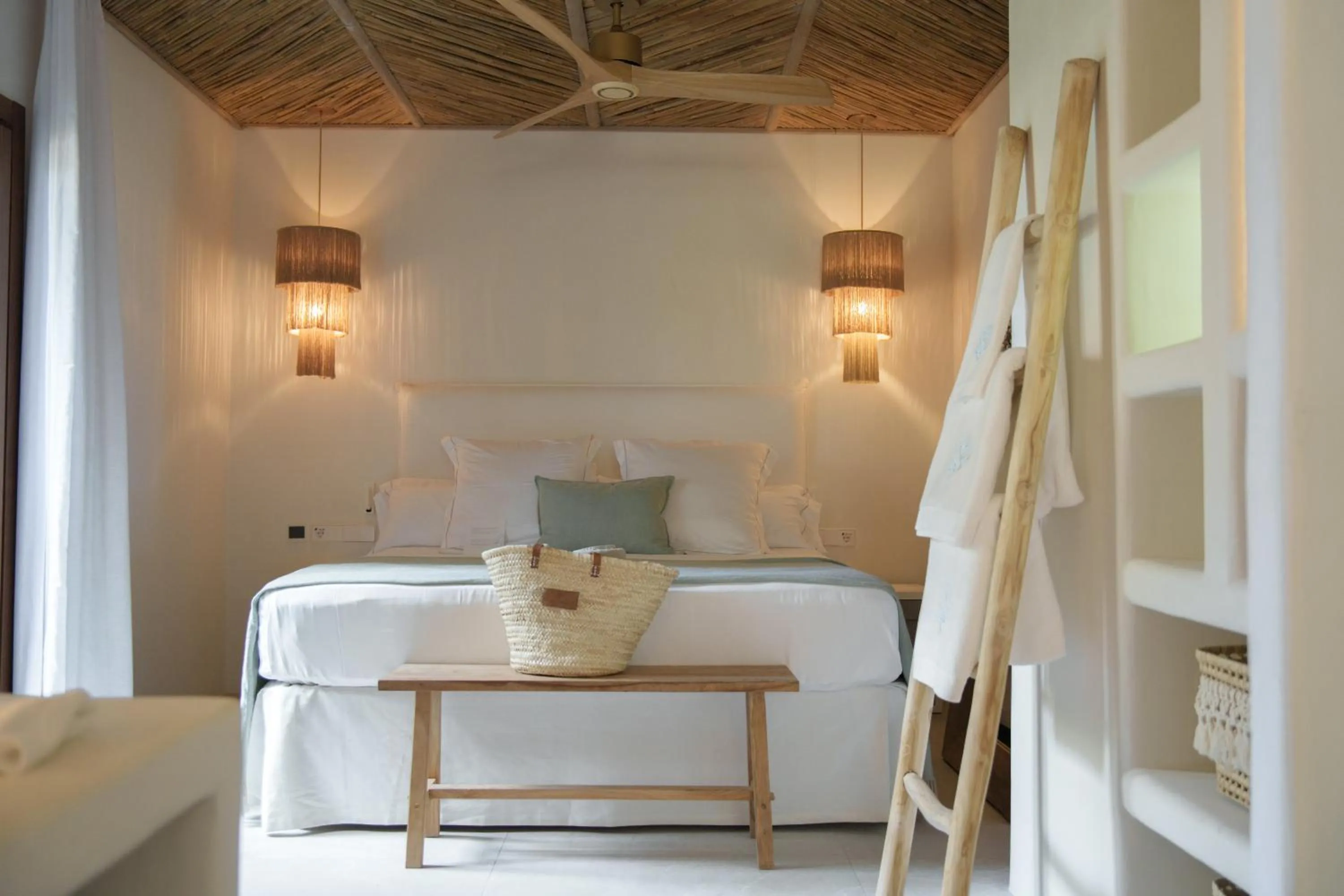 Bedroom, Bed in Mar Suites Formentera by Universal Beach Hotels