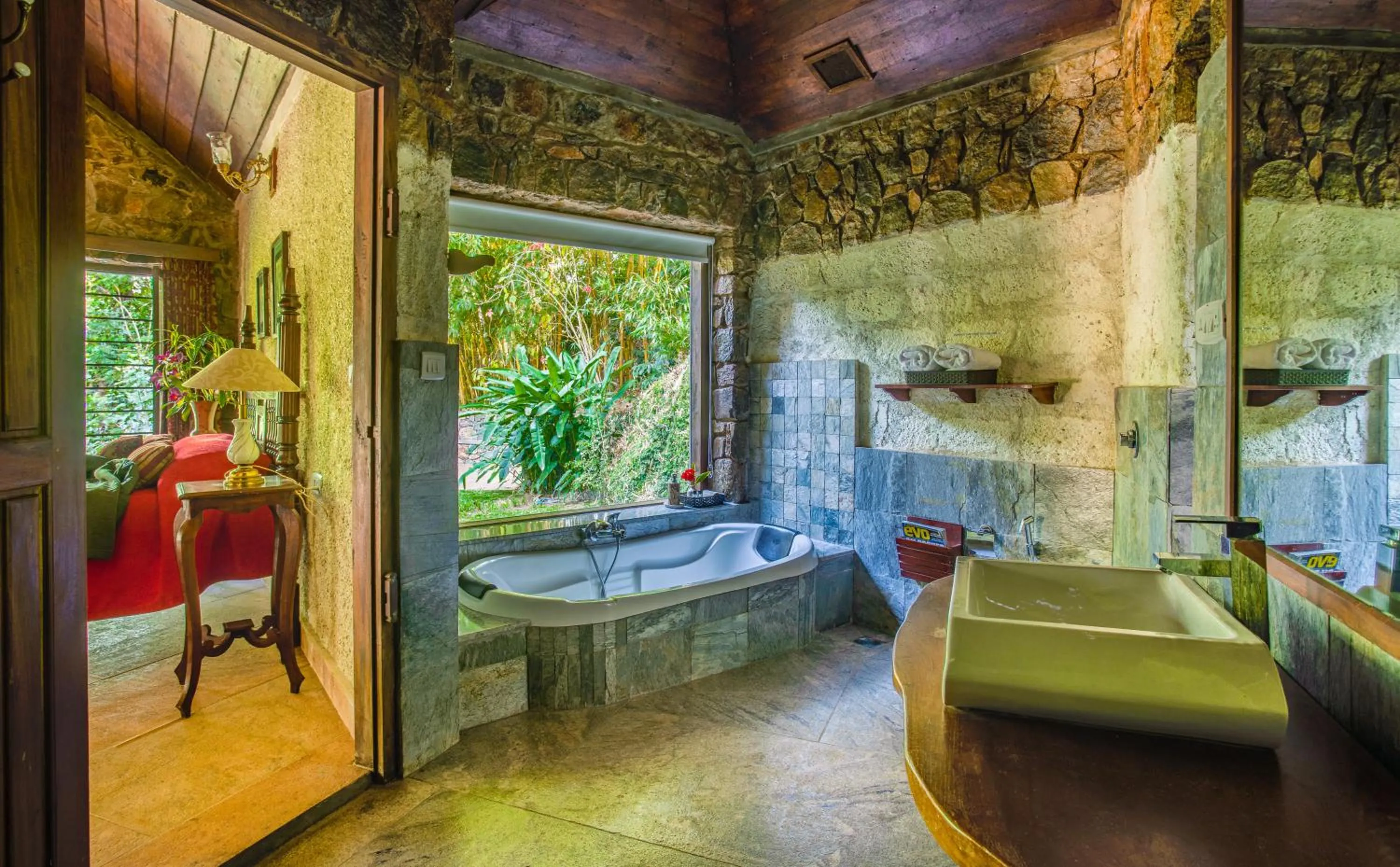 Bathroom, Bed in Villa Urvinkhan Resorts Chikmagalur
