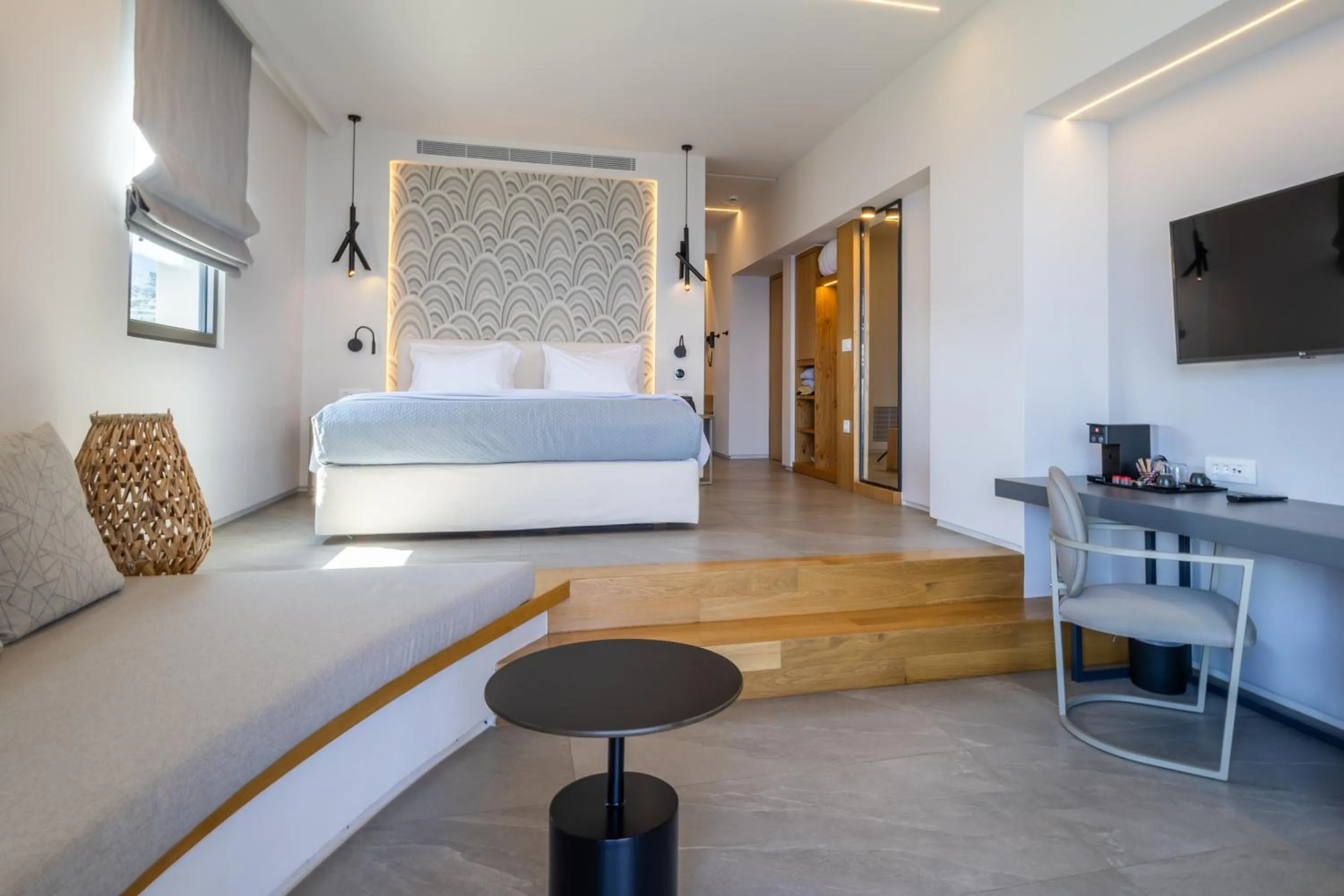 Seating area, Bed in Alissachni SeaSide Hotel