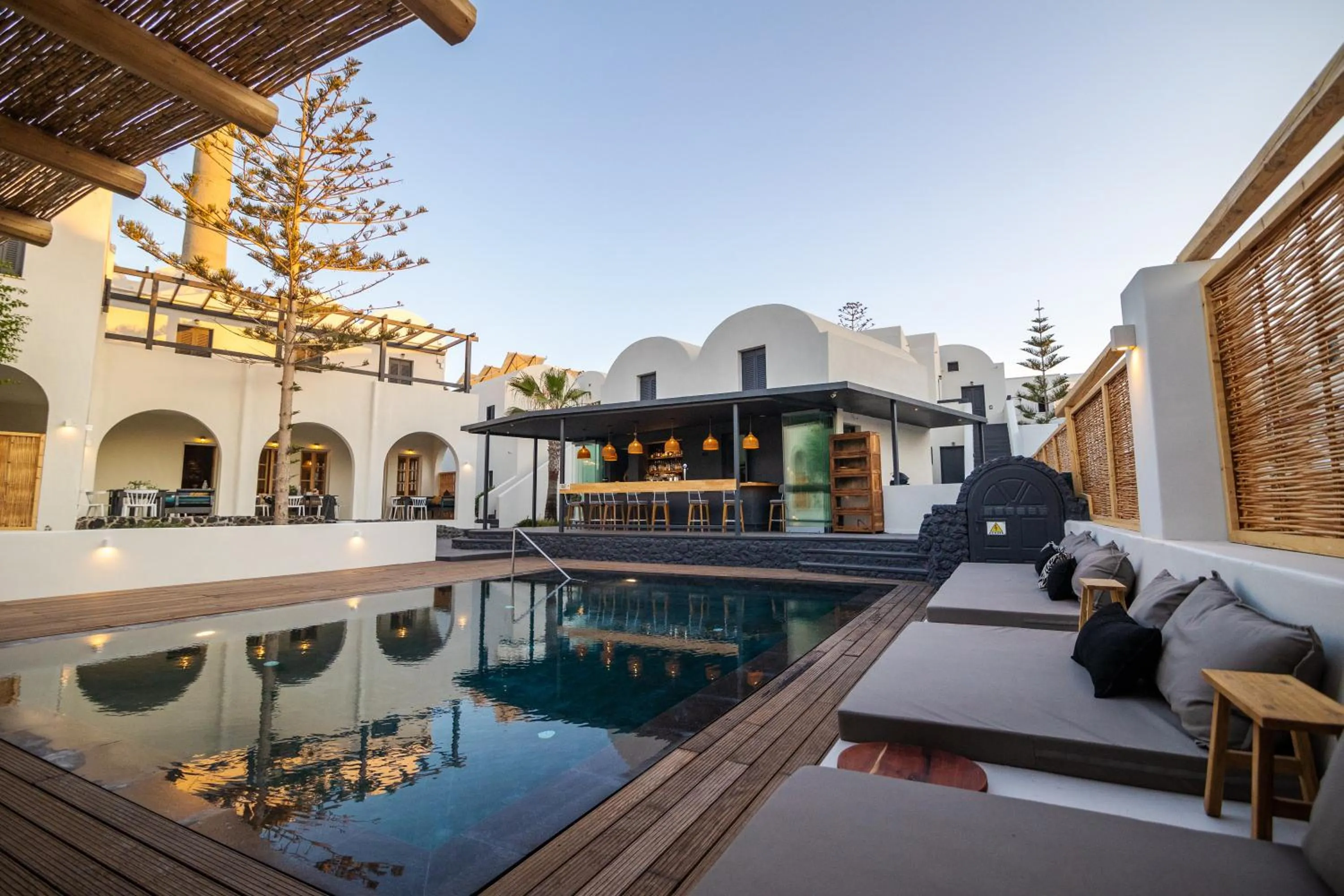 Swimming pool in Scorpios Beach Santorini