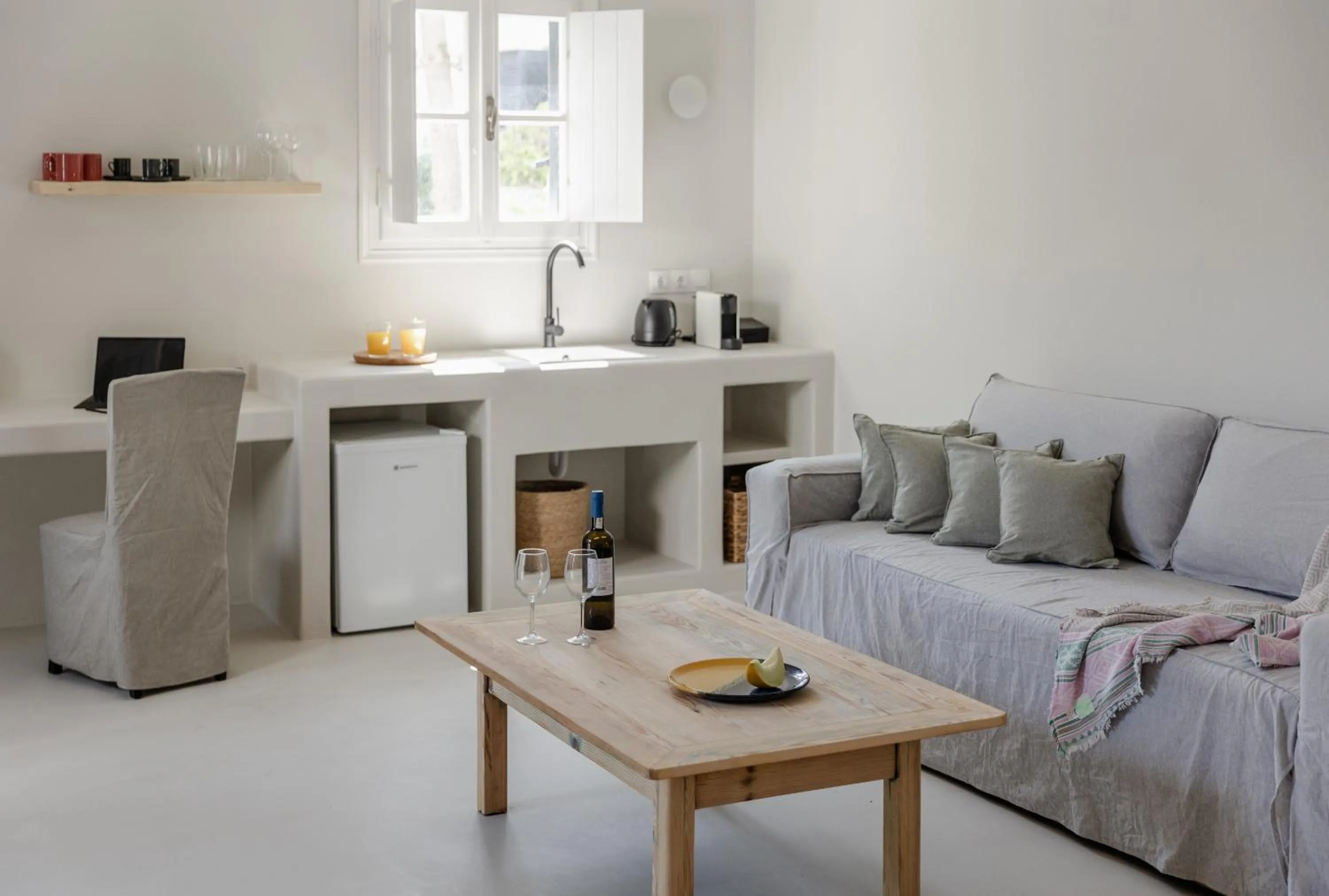 Living room in Scorpios Beach Santorini