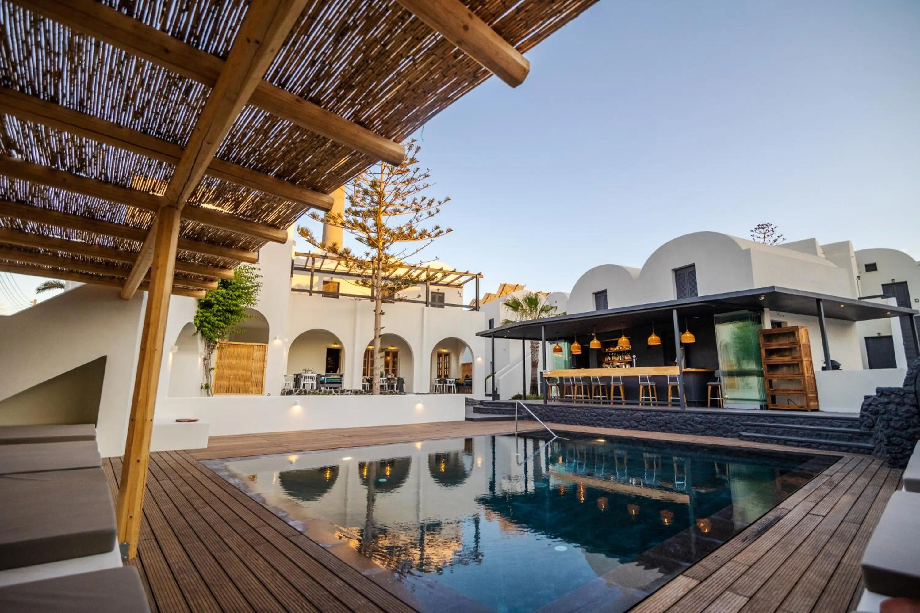 Swimming pool in Scorpios Beach Santorini