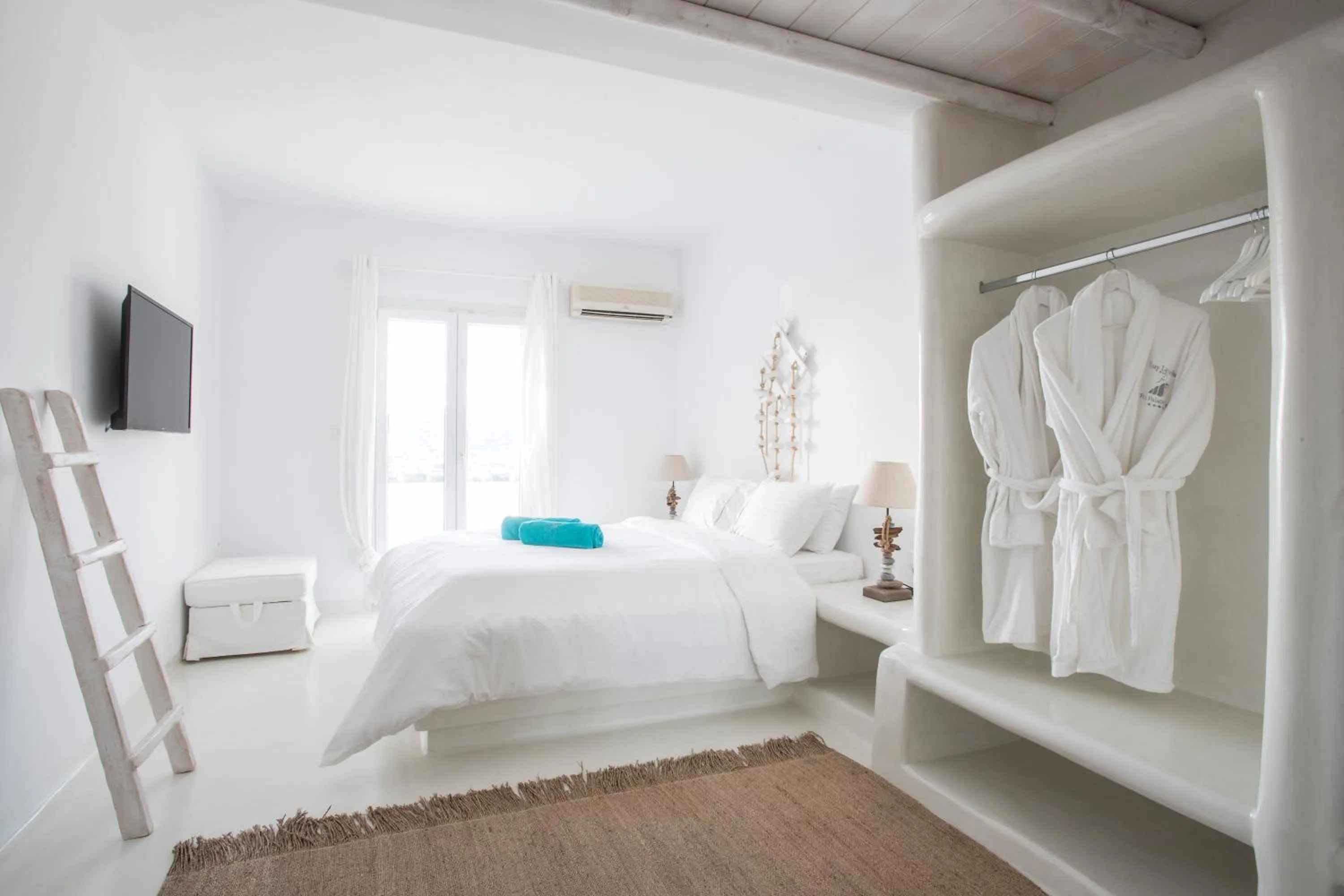 Bedroom, Bed in Paros Palace - Adults Only