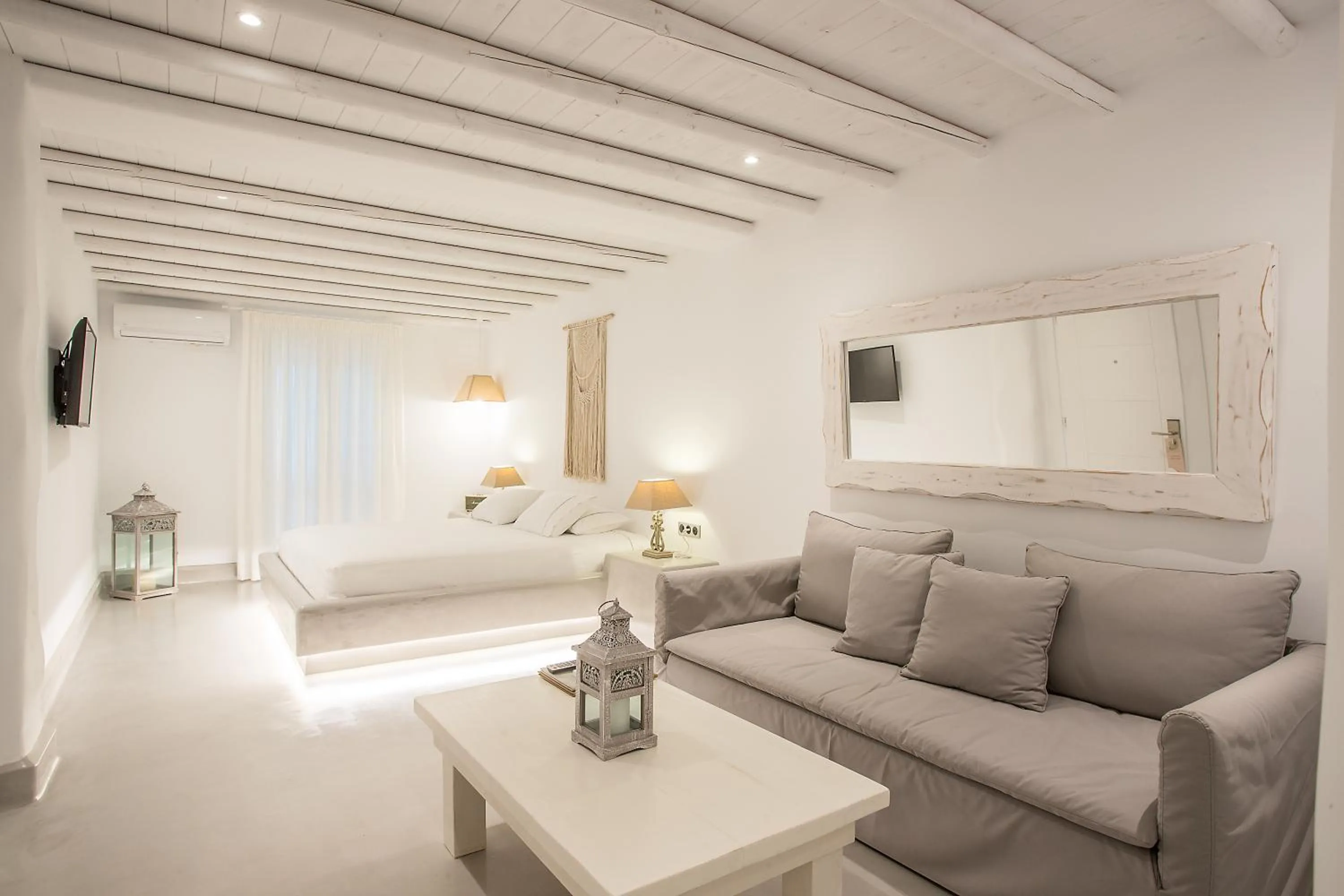 Bedroom, Bed in Paros Palace - Adults Only