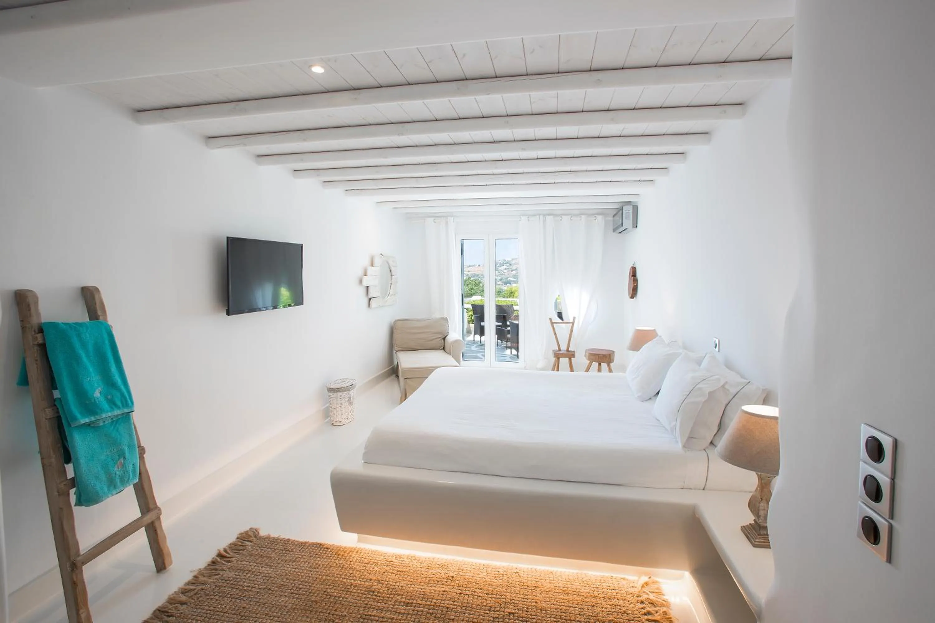 Bedroom, Bed in Paros Palace - Adults Only