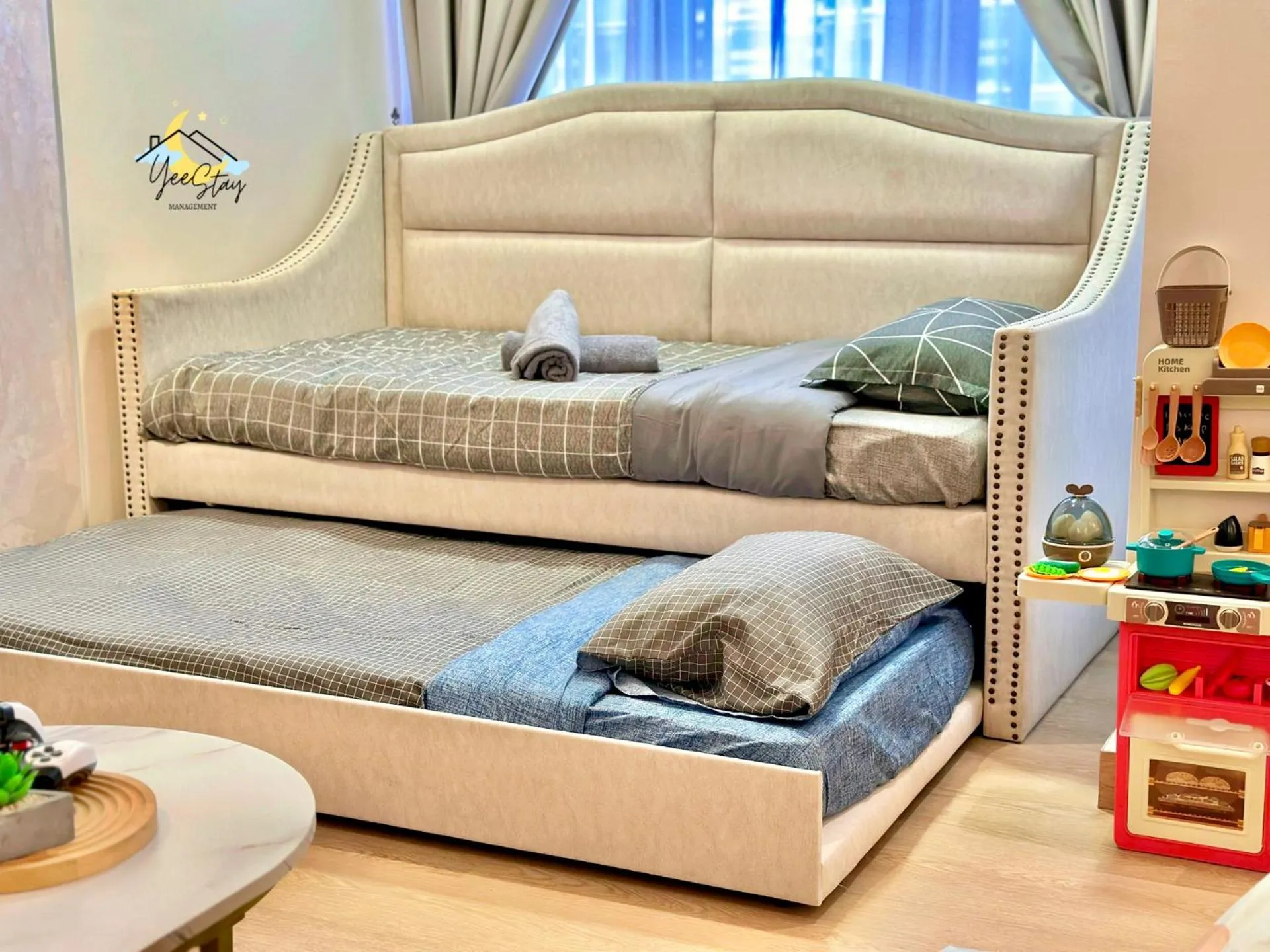 Bed in SeaView PoolView CityView BaliResidence Video game 5minJonker