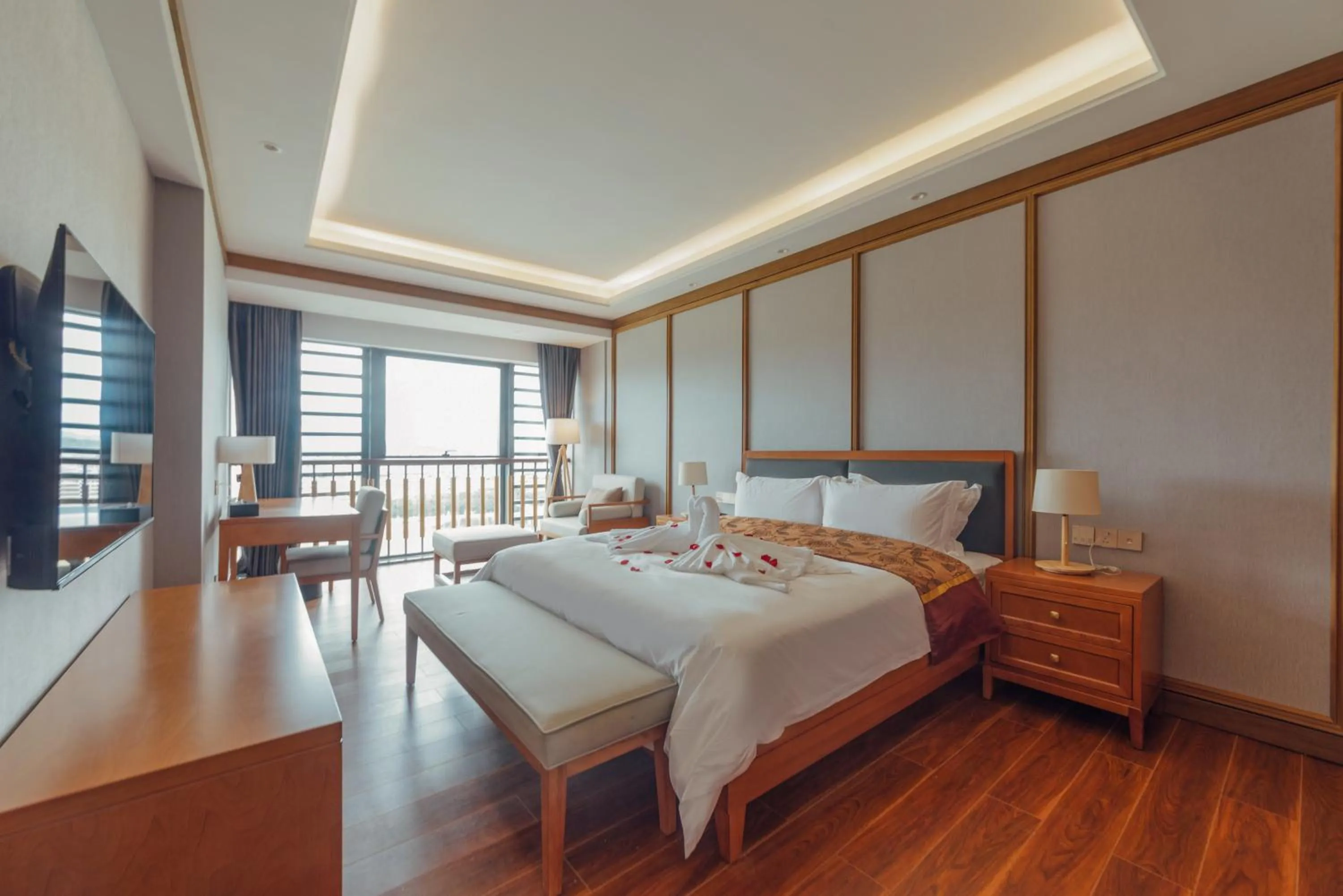 Bed in White Swan Guest House MeiZhou