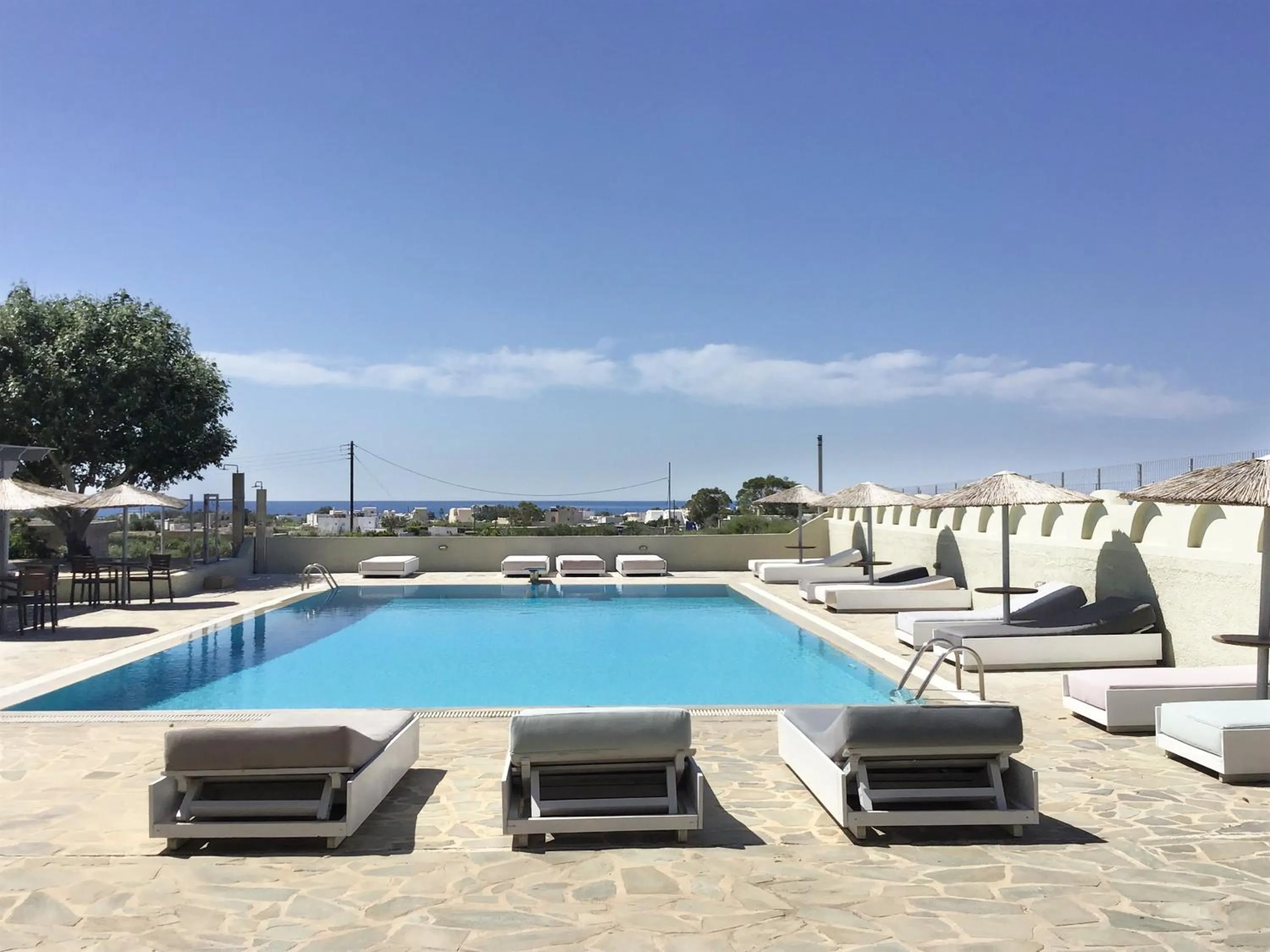 Pool view in Thera Mare