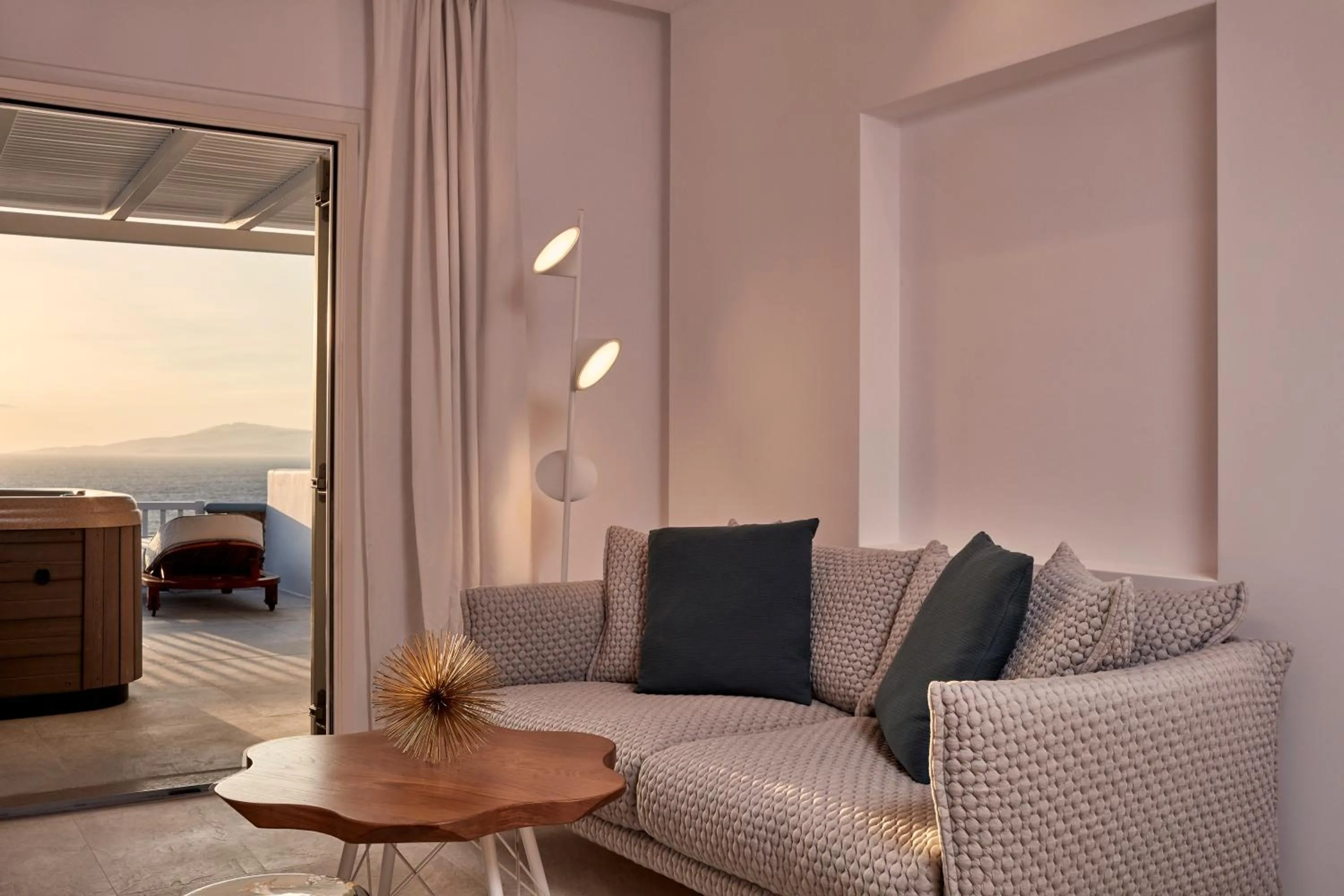 Seating area in Myconian Korali Relais & Chateaux