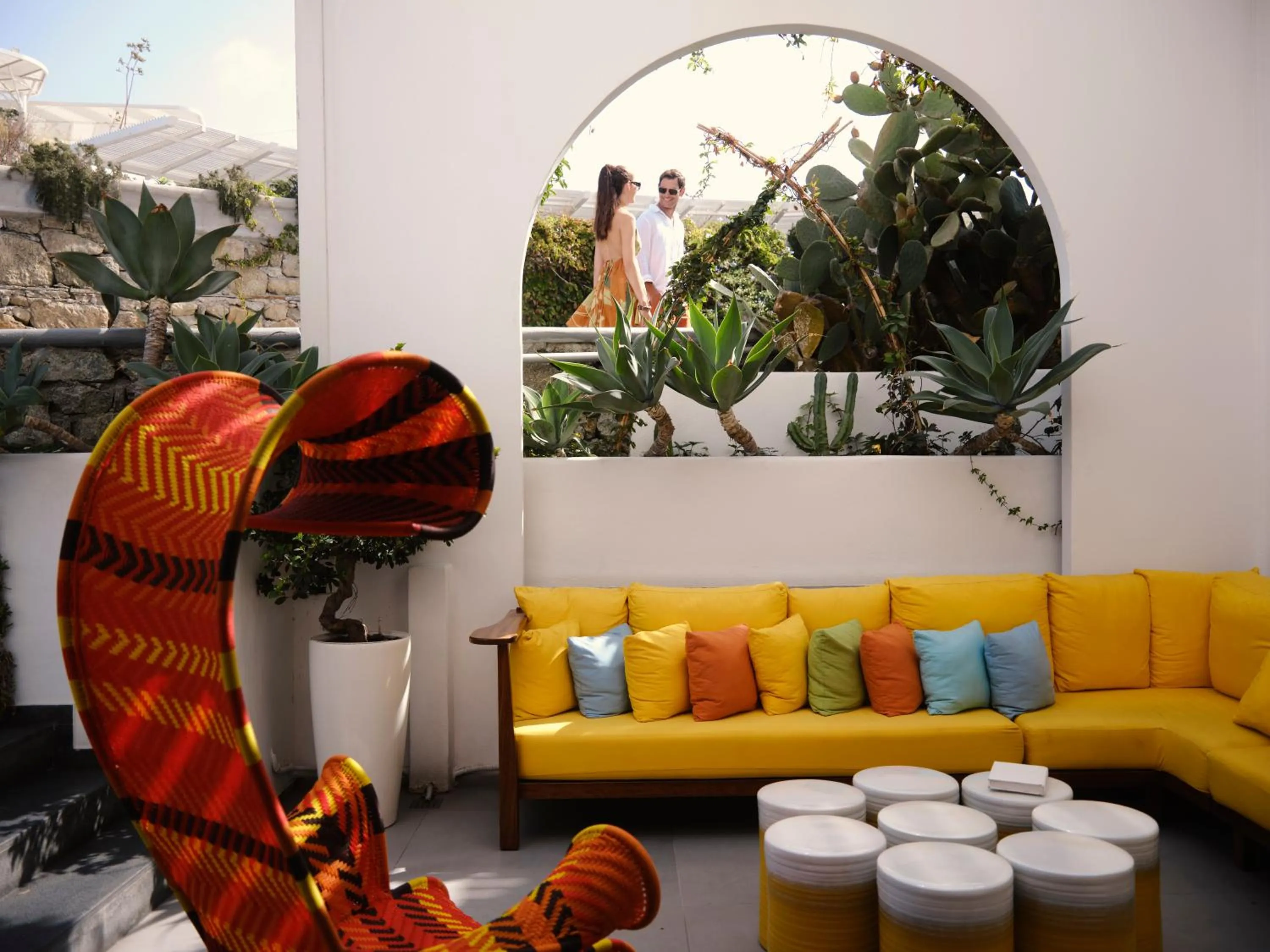 Seating area in Myconian Korali Relais & Chateaux