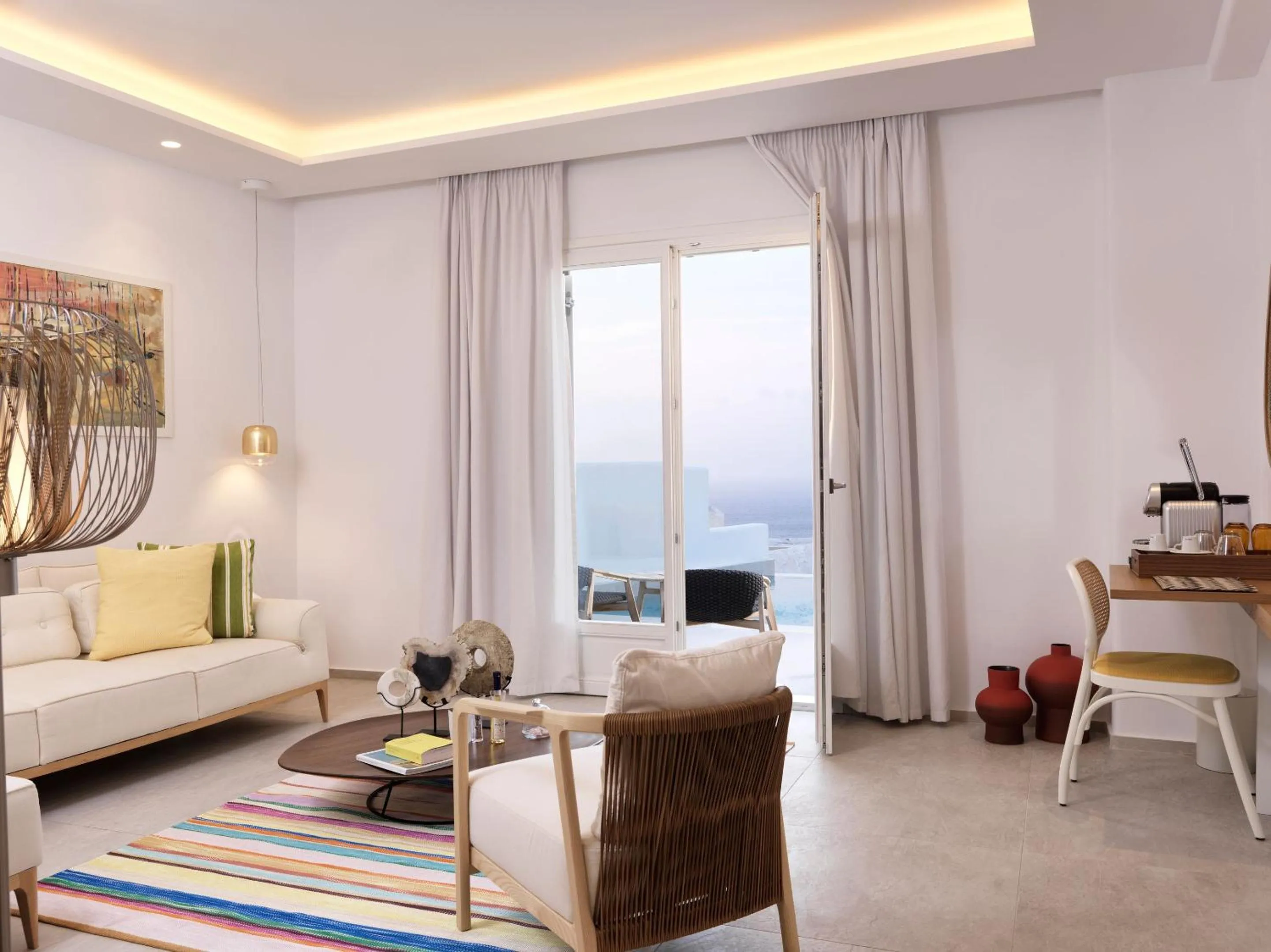 Living room in Myconian Korali Relais & Chateaux