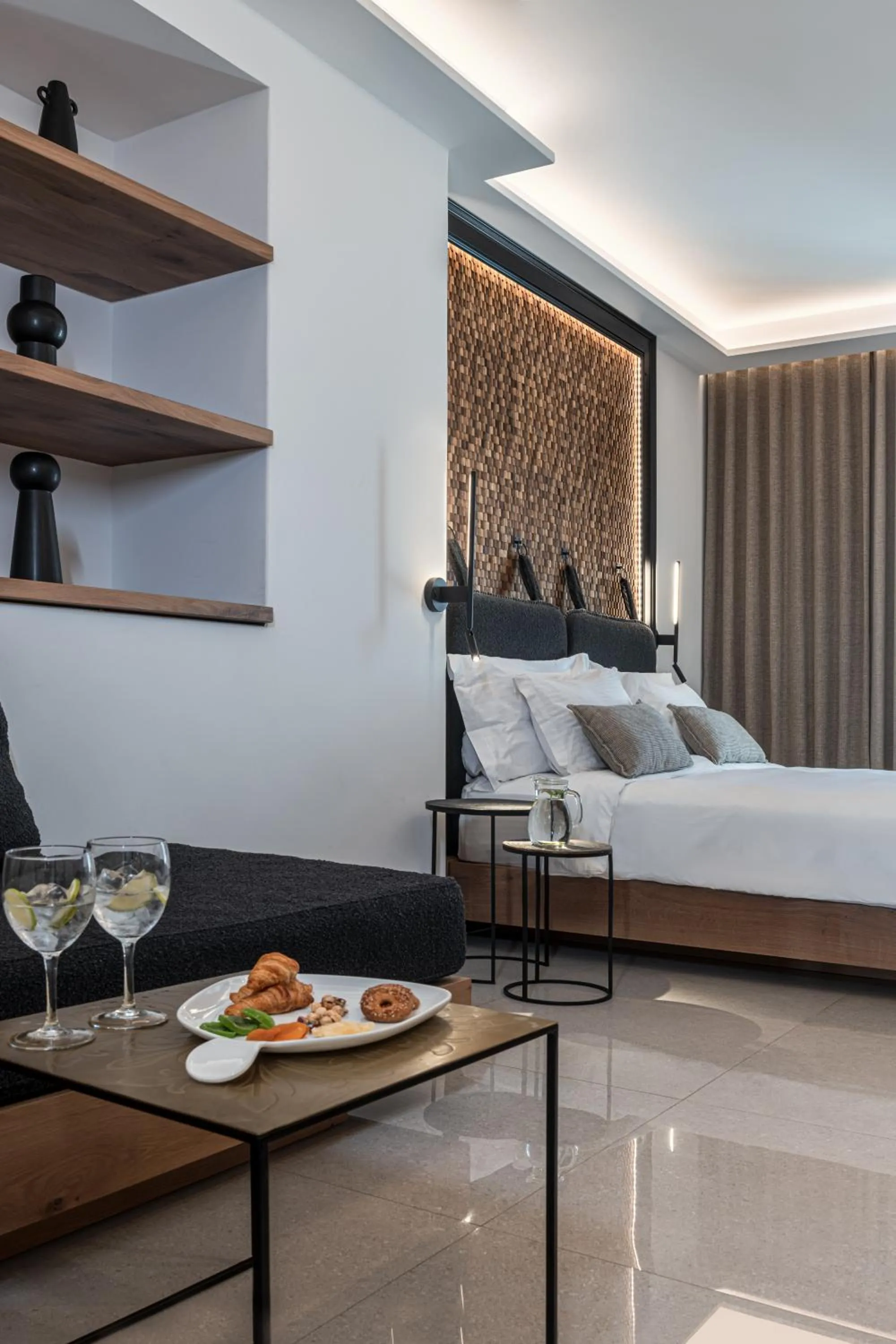 Bed in Petinos Hotel