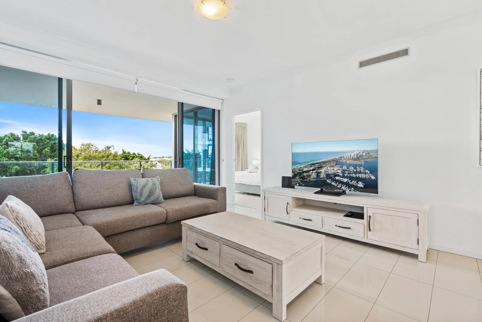 Living room in Harbour Quays Apartments