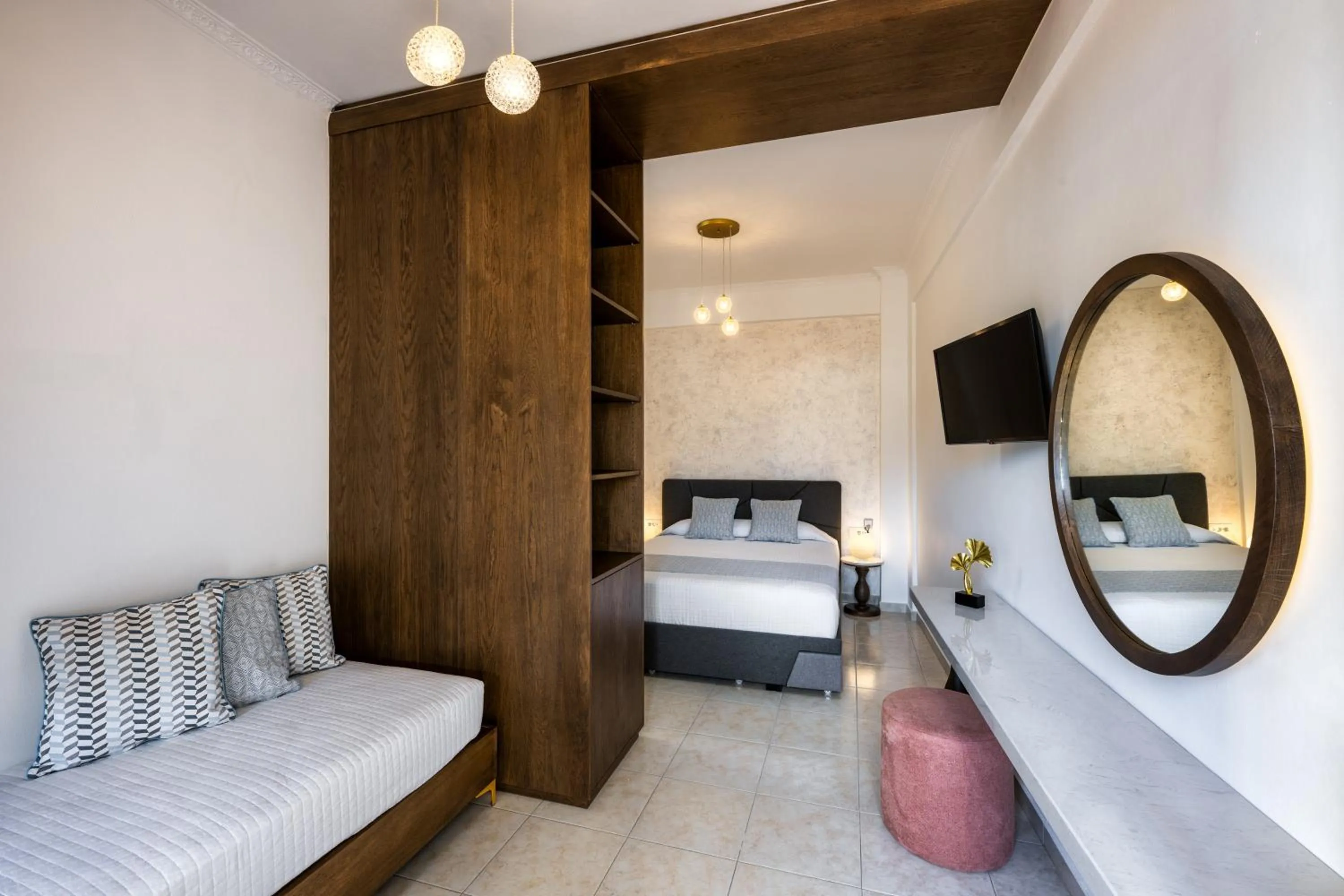 Bed in Astir Thira Hotel