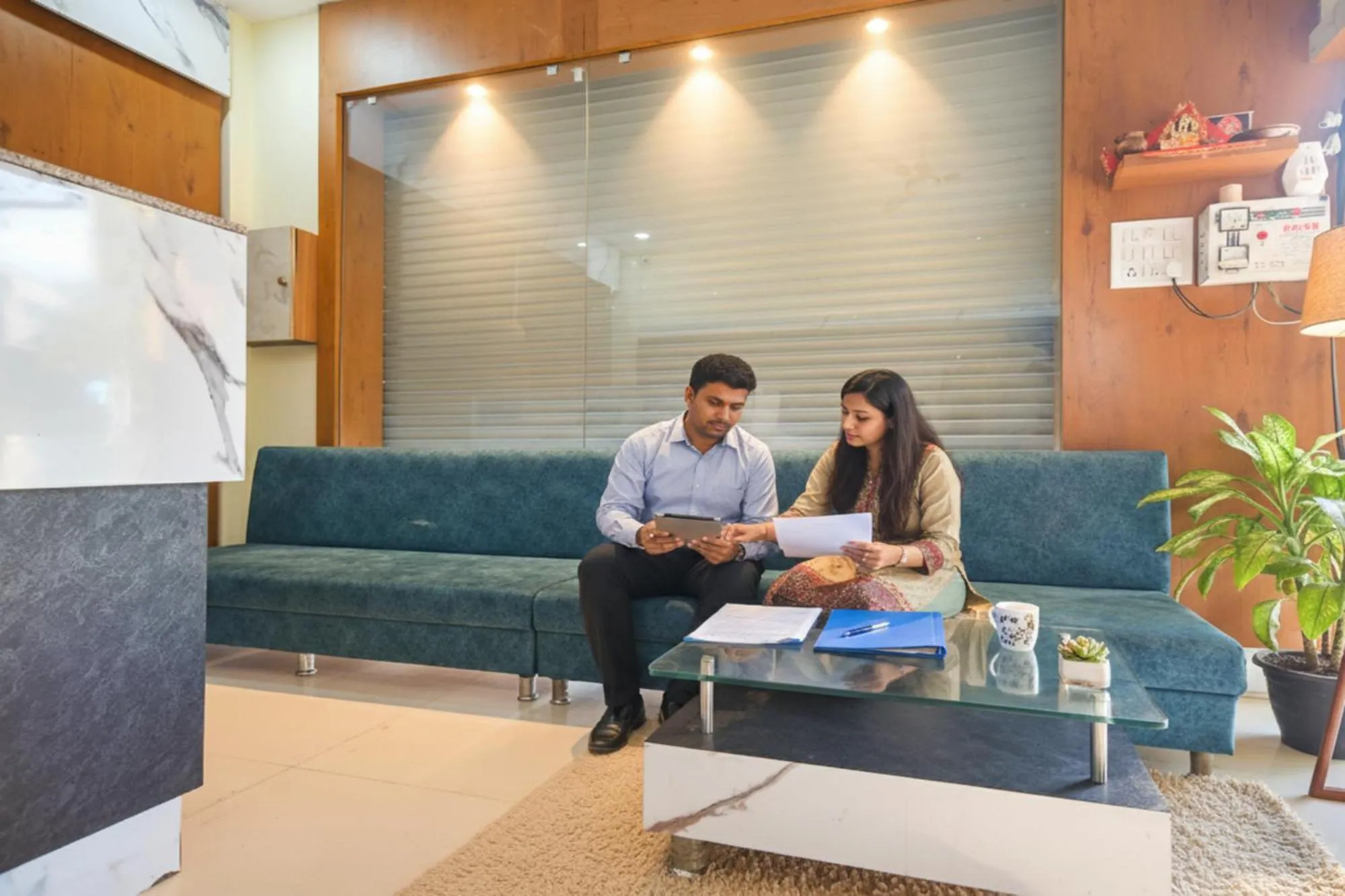 Seating area in FabHotel Grand Giriraj