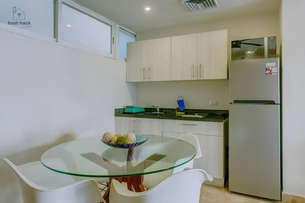 Kitchen or kitchenette in Dpto a 5 min de la Playa con Piscina y Rooftop