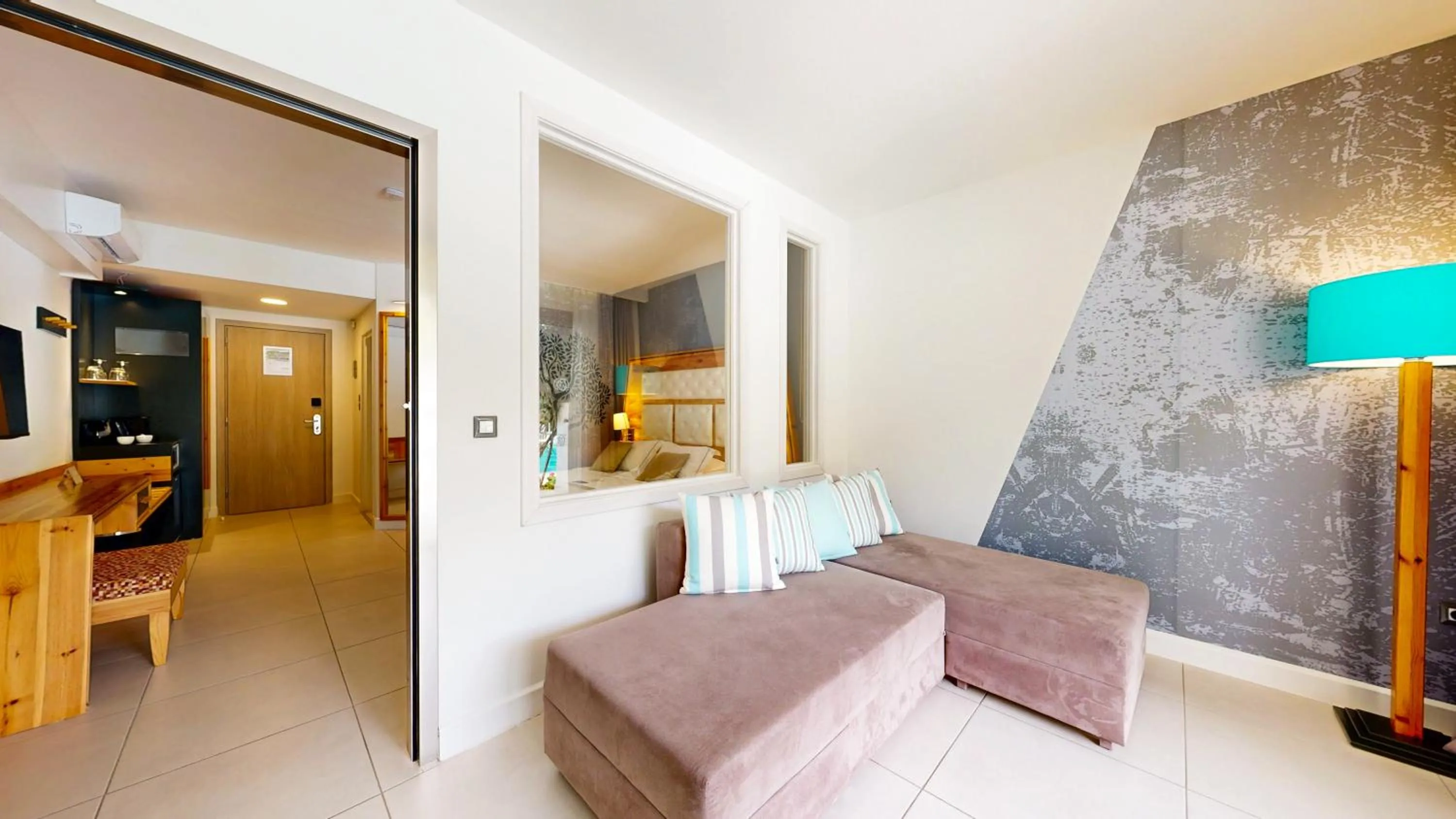 Living room, Bed in Acrotel Athena Pallas & Residence