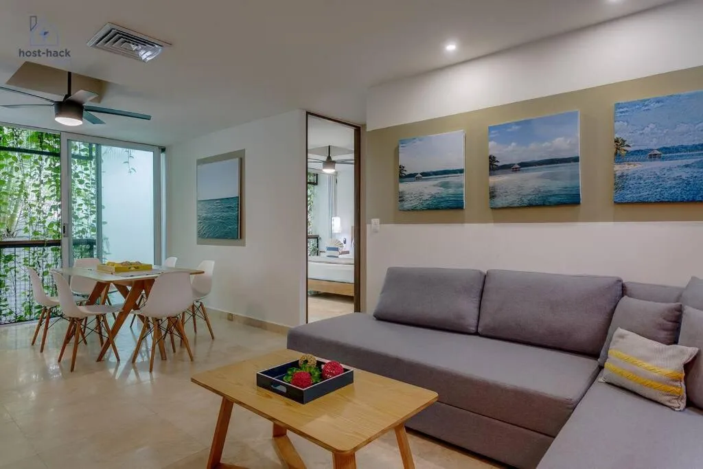 Living room in Danzamar 4, 5 blocks away from Playa Pelicanos