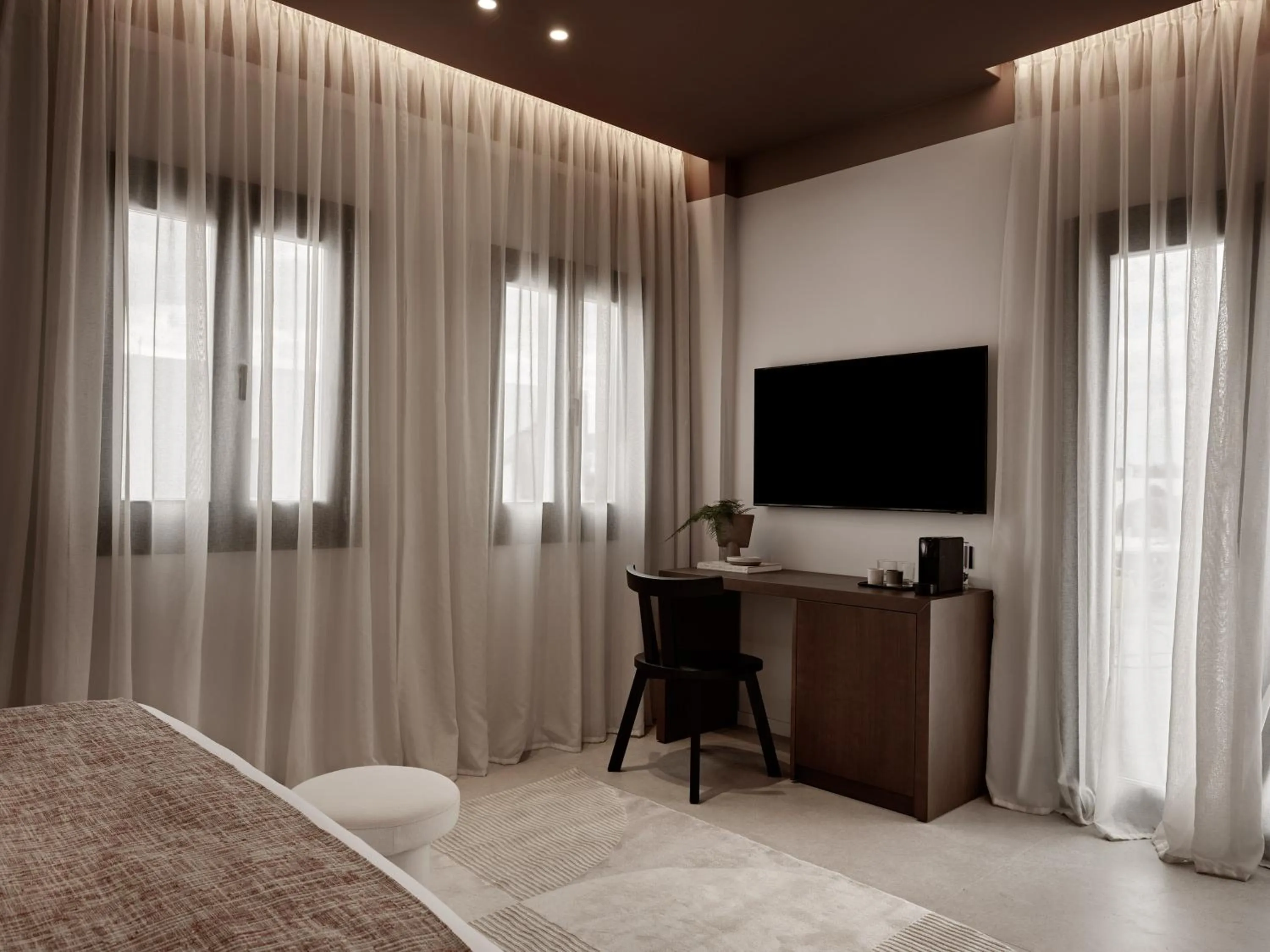 TV and multimedia, Bed in NAUMA PAROS Design Boutique Hotel-Adults Only