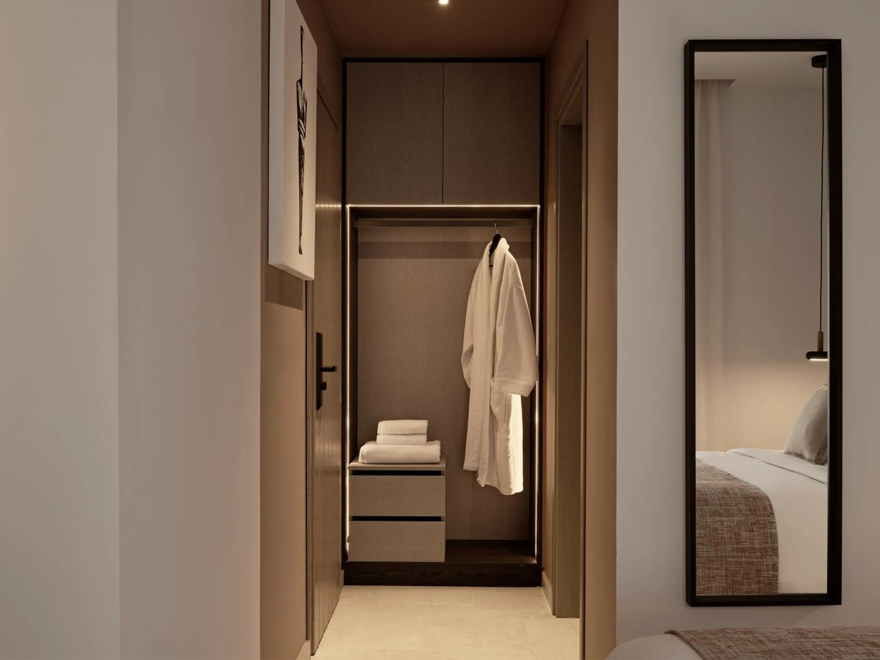wardrobe, Bed in NAUMA PAROS Design Boutique Hotel-Adults Only