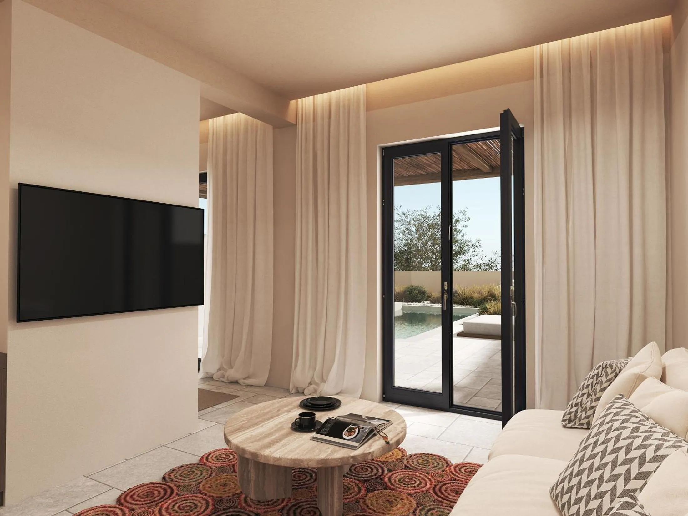 Seating area, Bed in Hotel Marinero