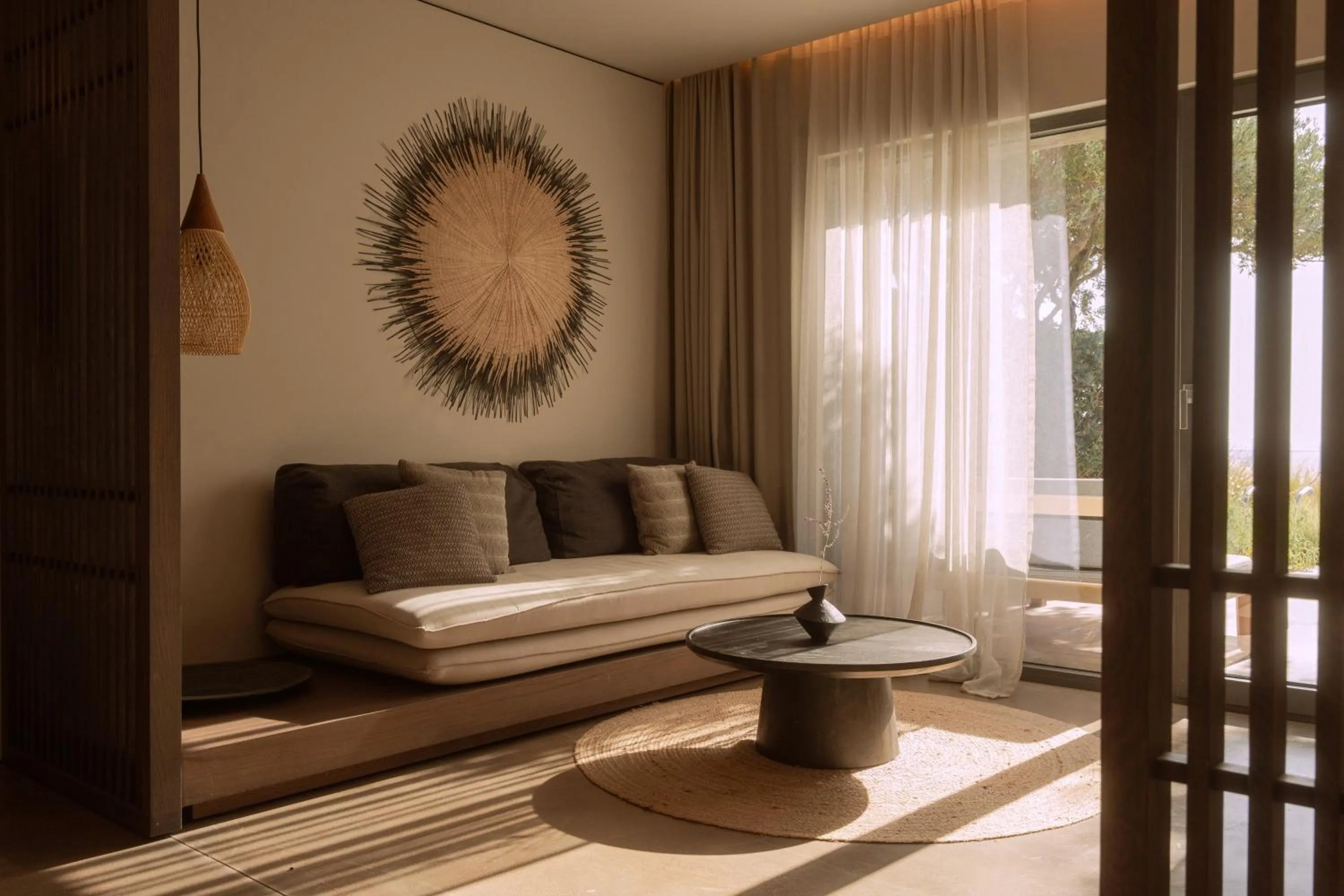 Seating area, Bed in Minos Palace Resort - Adults Only