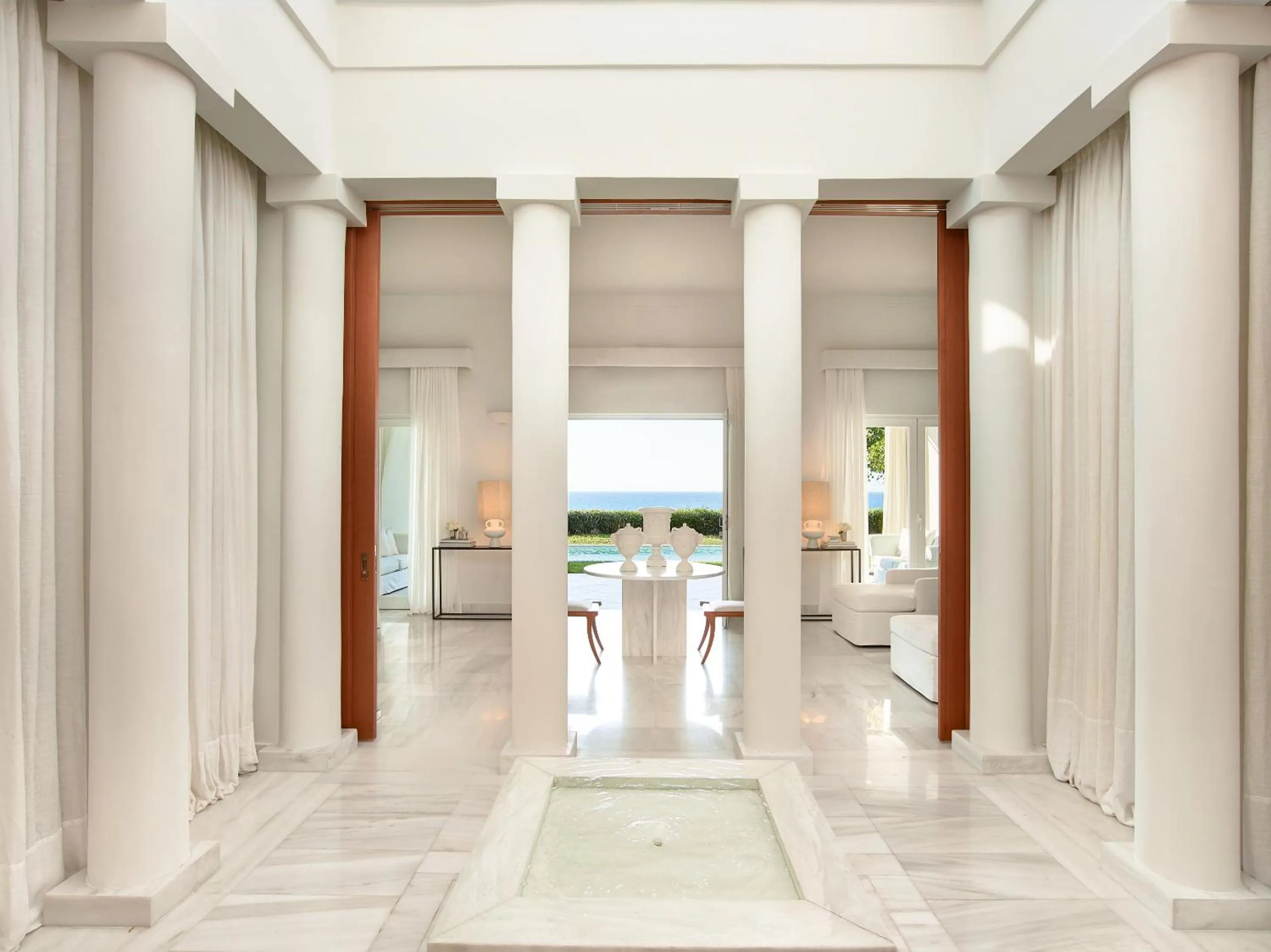 Living room in Mandola Rosa at Riviera Olympia, A Grecotel Resort to Live