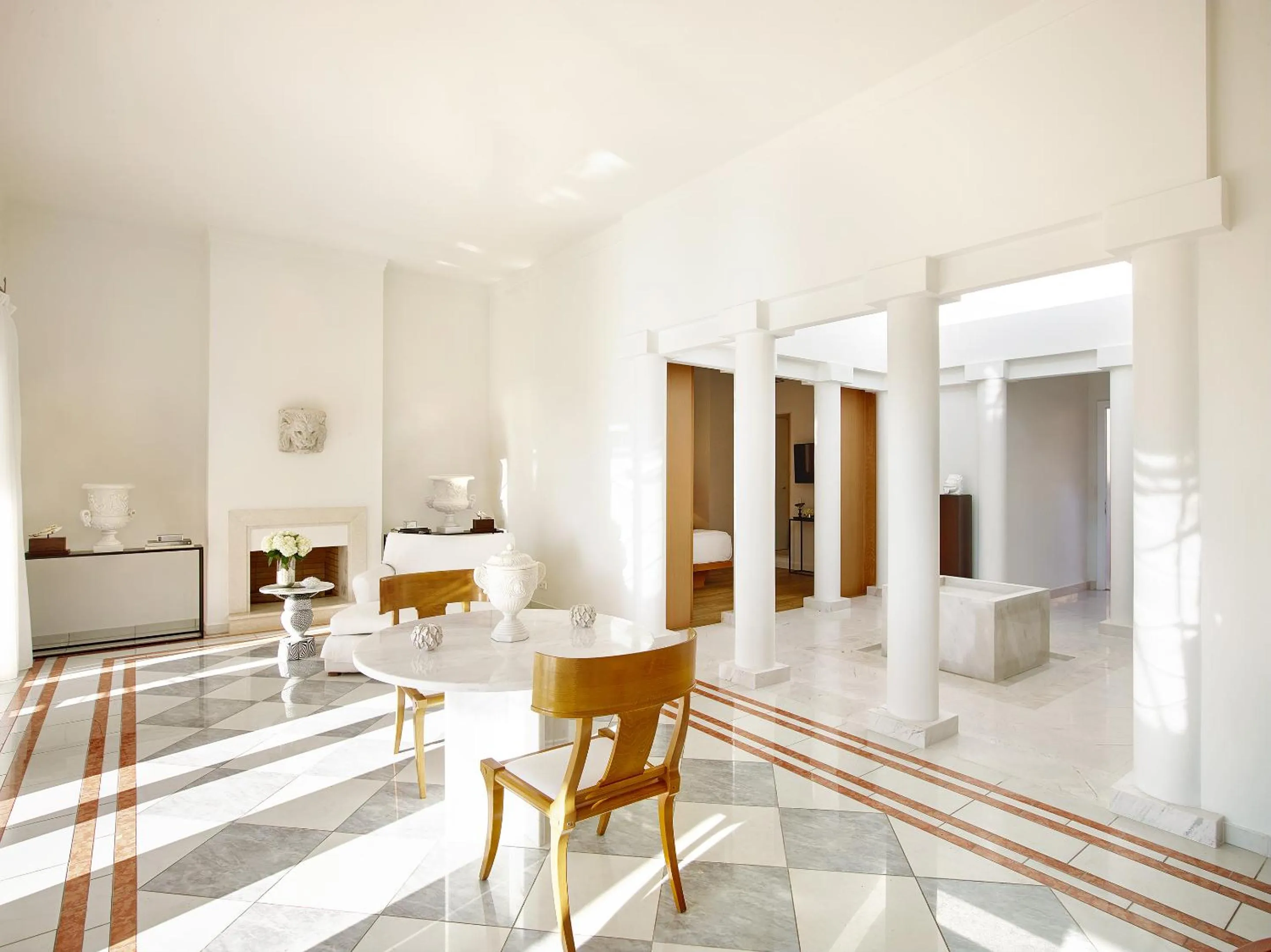 Living room in Mandola Rosa at Riviera Olympia, A Grecotel Resort to Live