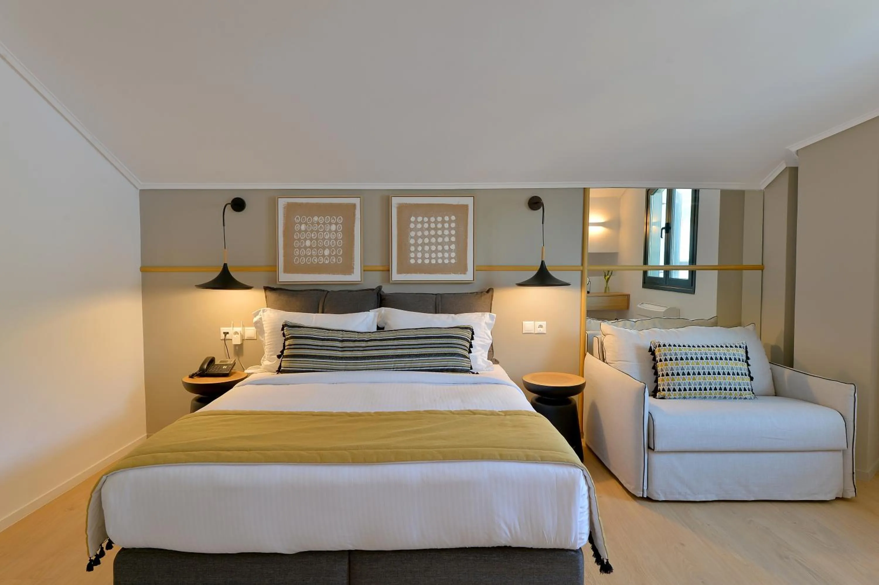 Living room, Bed in Aktaion Beach Boutique Hotel & Spa