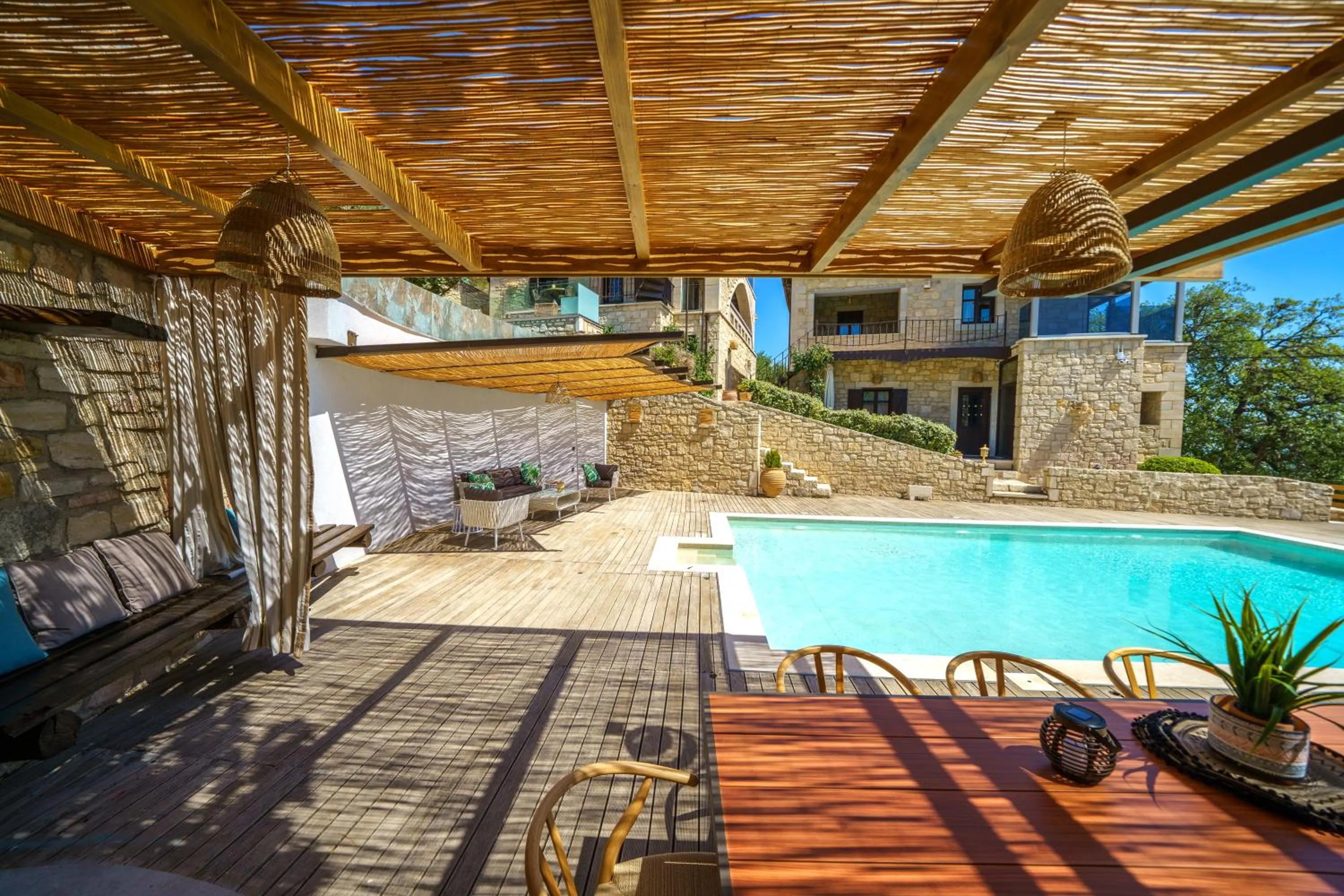 Patio in Asion Lithos Suites with Private Pools