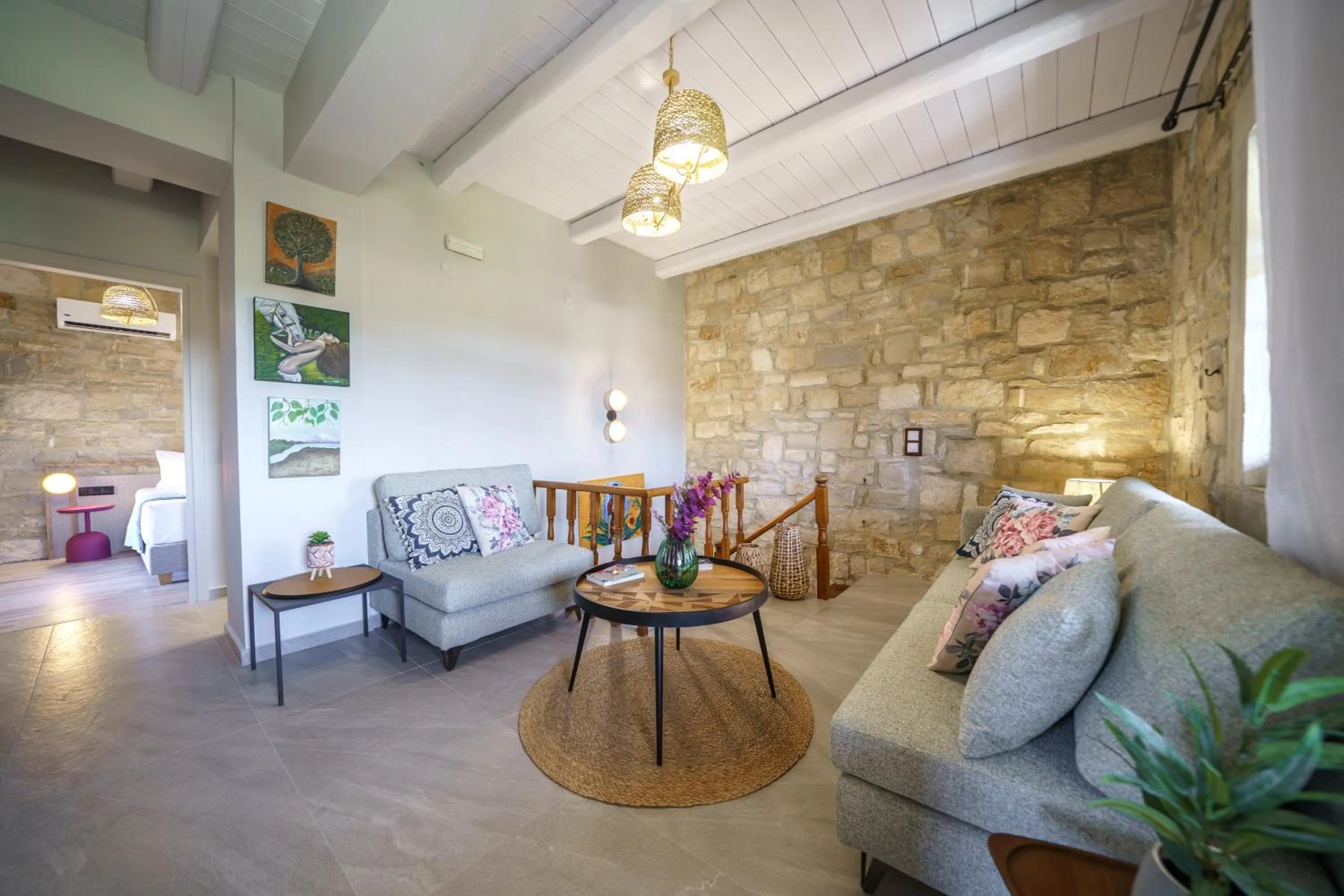 Seating area in Asion Lithos Suites with Private Pools