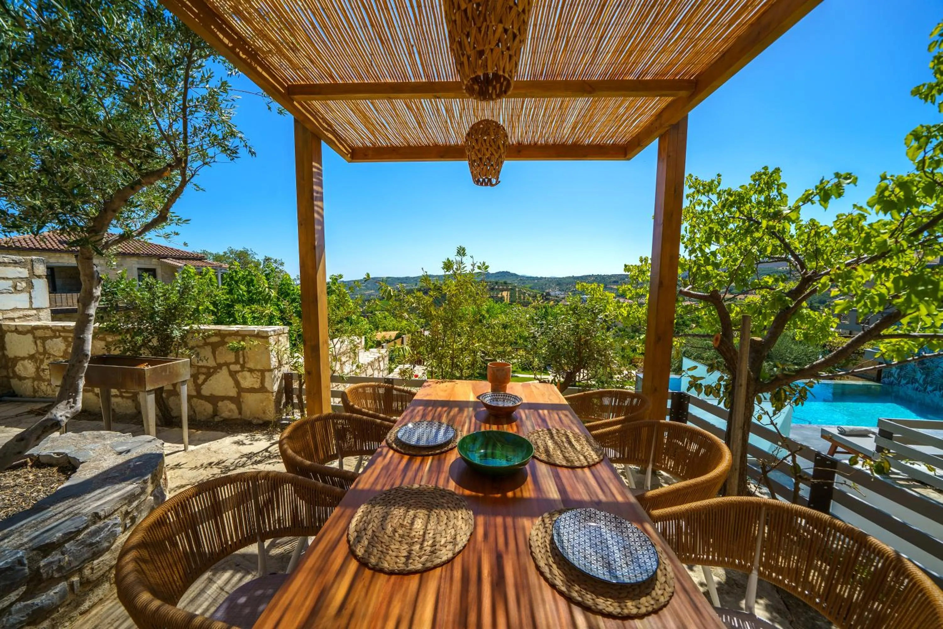 Patio in Asion Lithos Suites with Private Pools