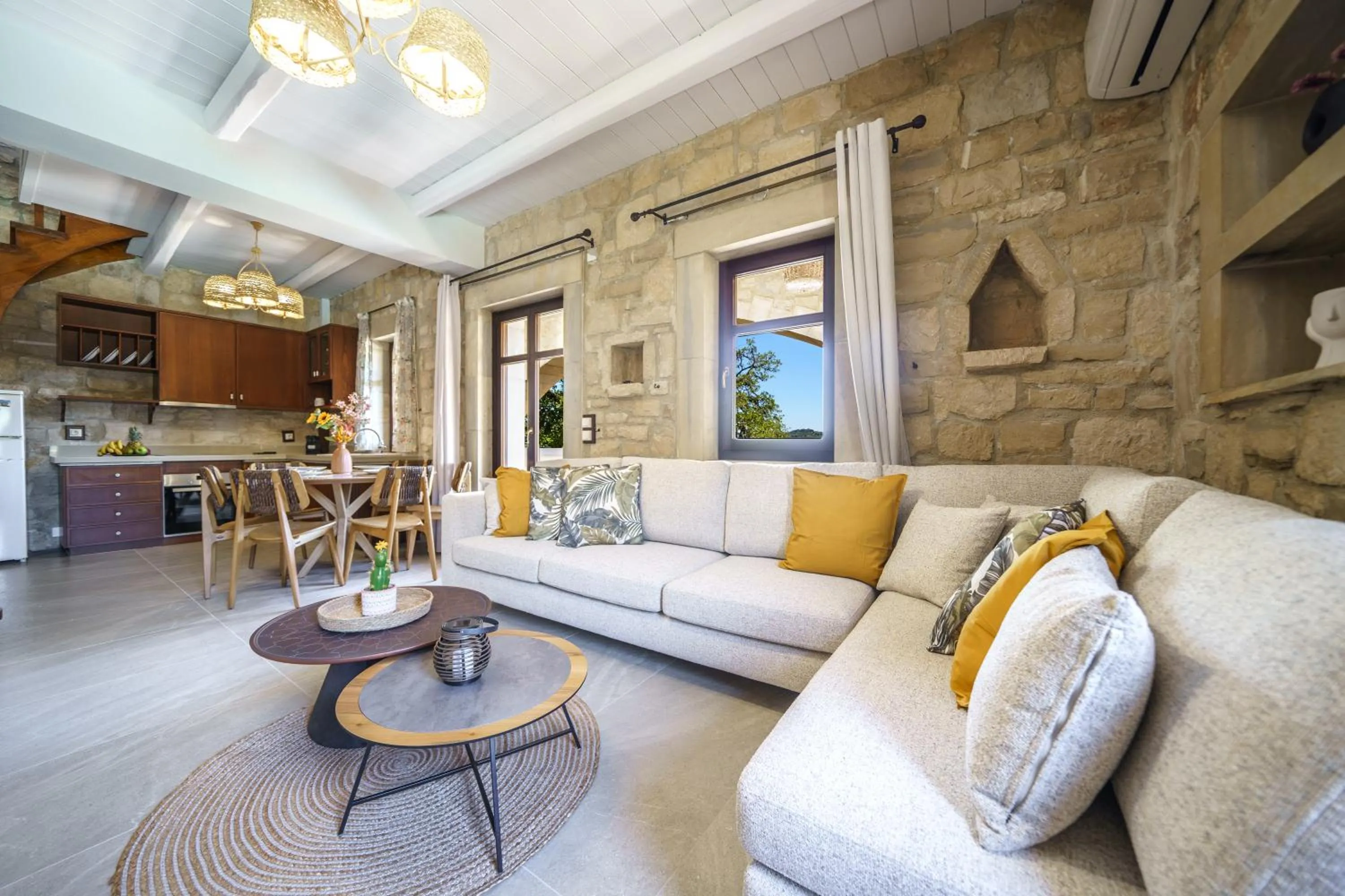 Living room in Asion Lithos Suites with Private Pools