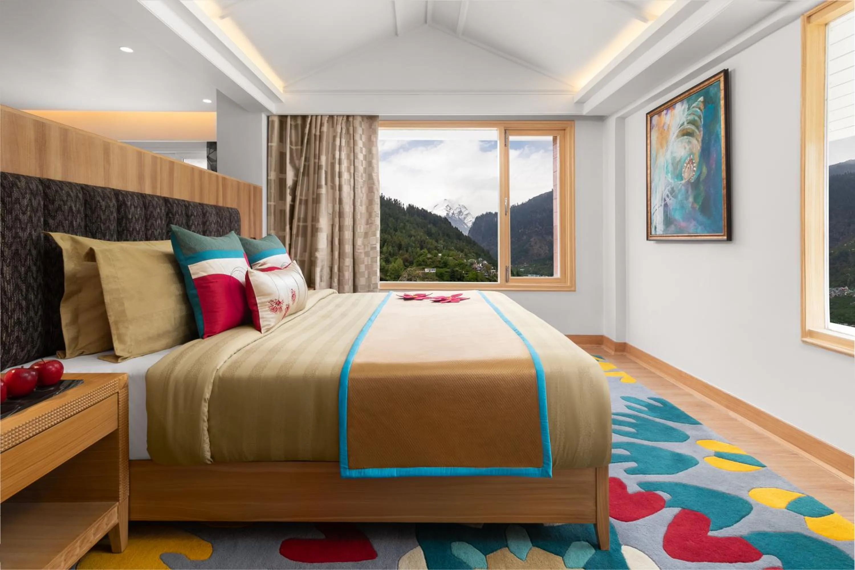 Bed in Bookmark Resorts, Manali