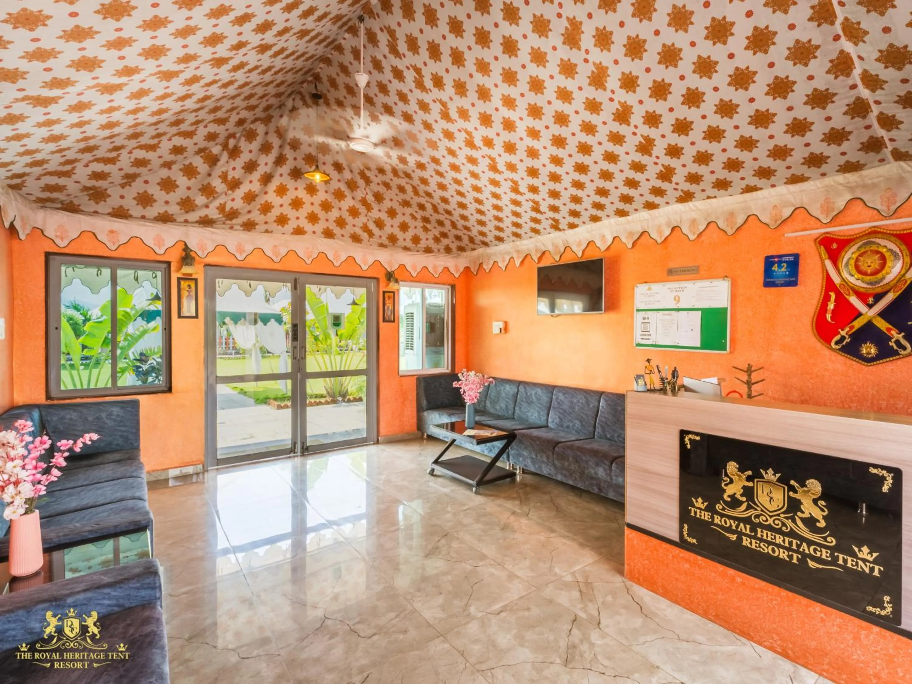 Lobby or reception in The Royal Heritage Tent Resort- Tent City Kevadia