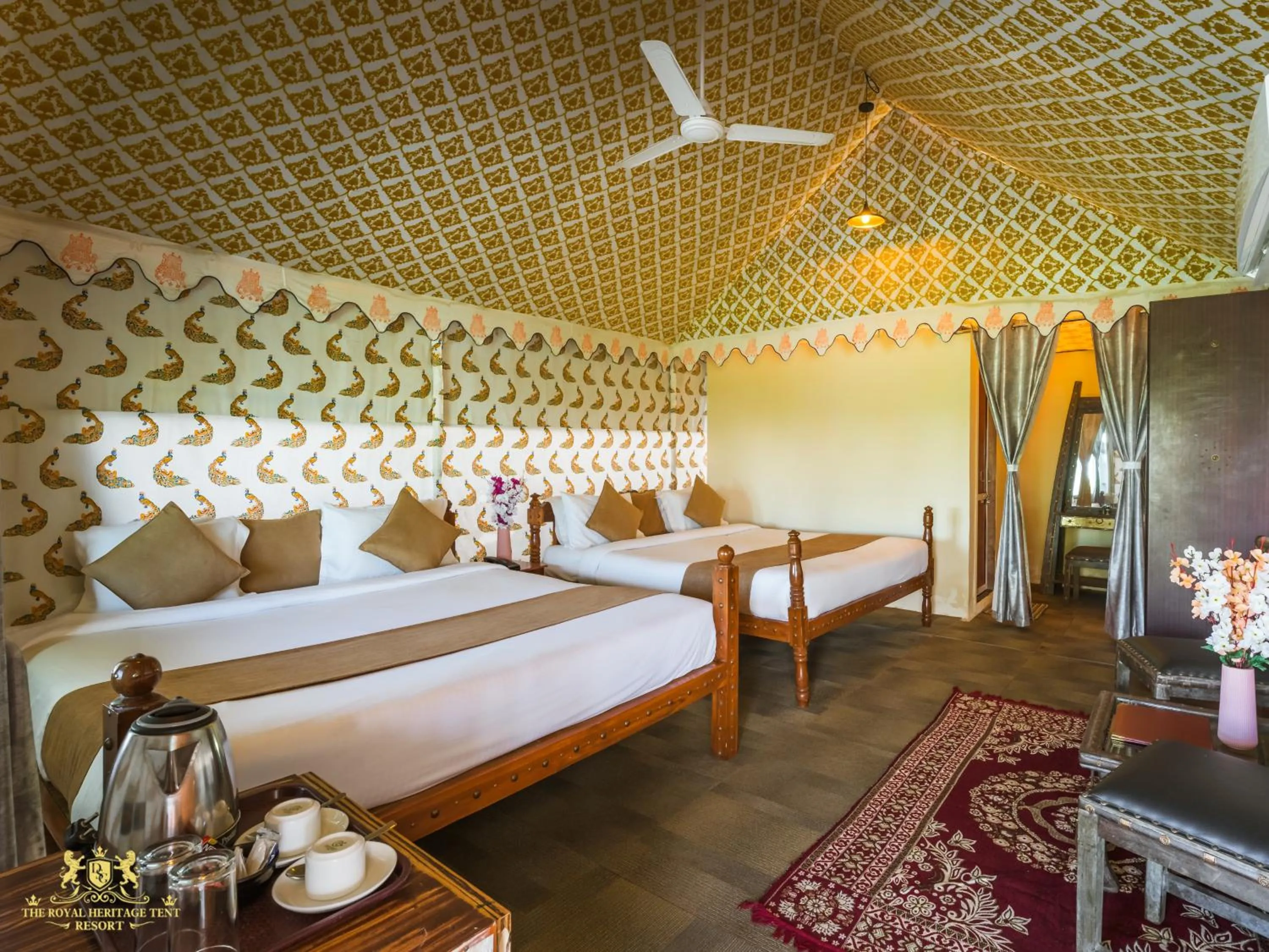 Bed in The Royal Heritage Tent Resort- Tent City Kevadia