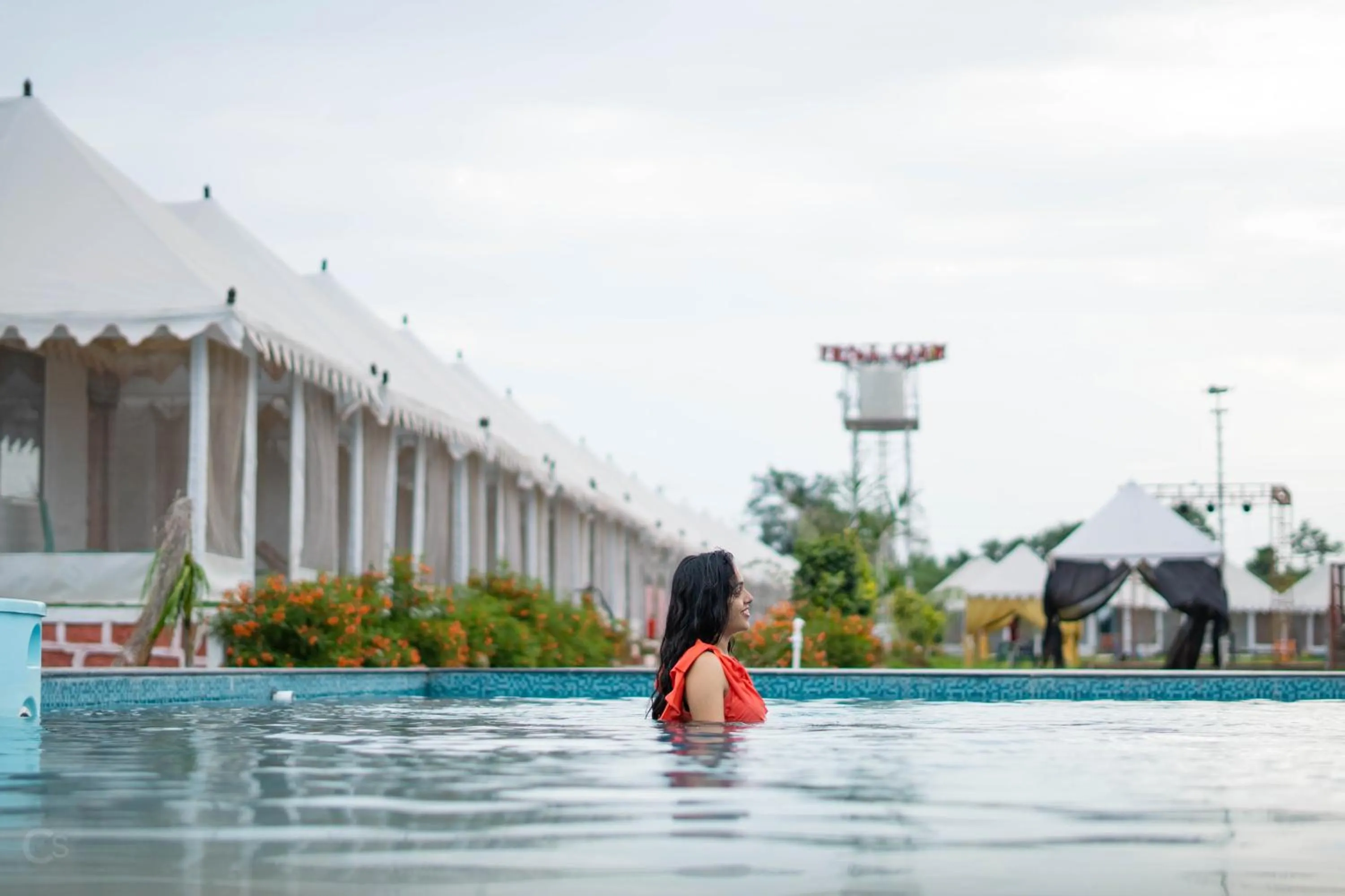 Swimming pool in The Royal Heritage Tent Resort- Tent City Kevadia