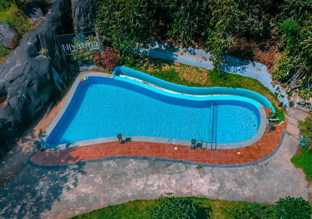 Pool view in Niyatma Wayanad Pool Resort by VOYE HOMES - Inside Coffee Plantation