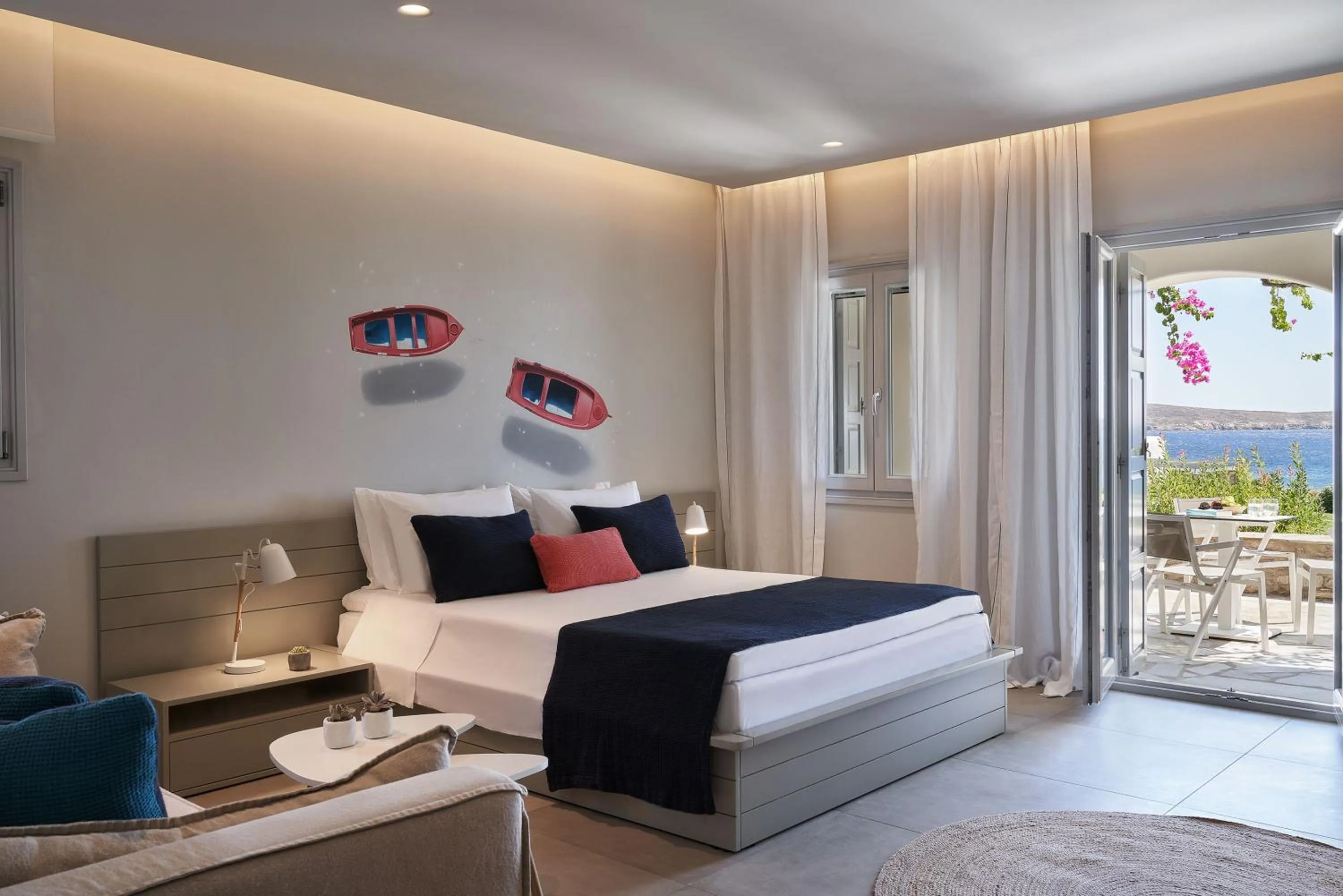 Bedroom, Bed in Poseidon of Paros Hotel & Spa
