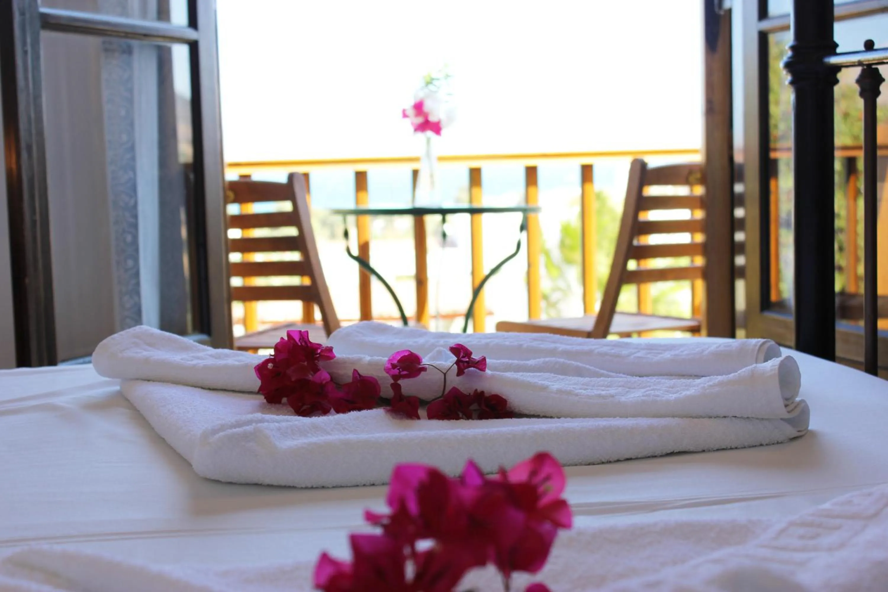 Balcony/Terrace, Bed in Hotel Swiss Home