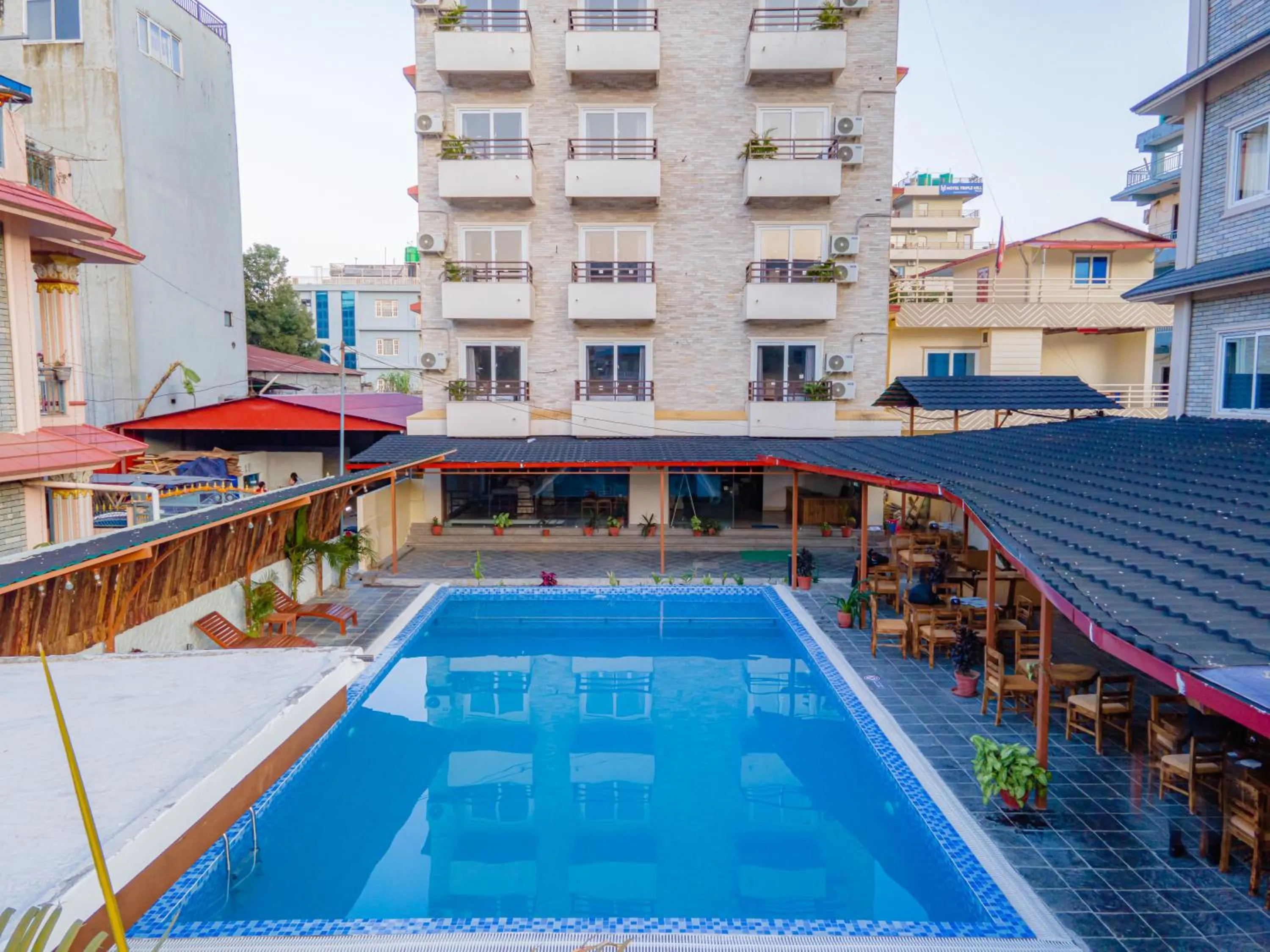 Pool view in Majheri Resort and Spa