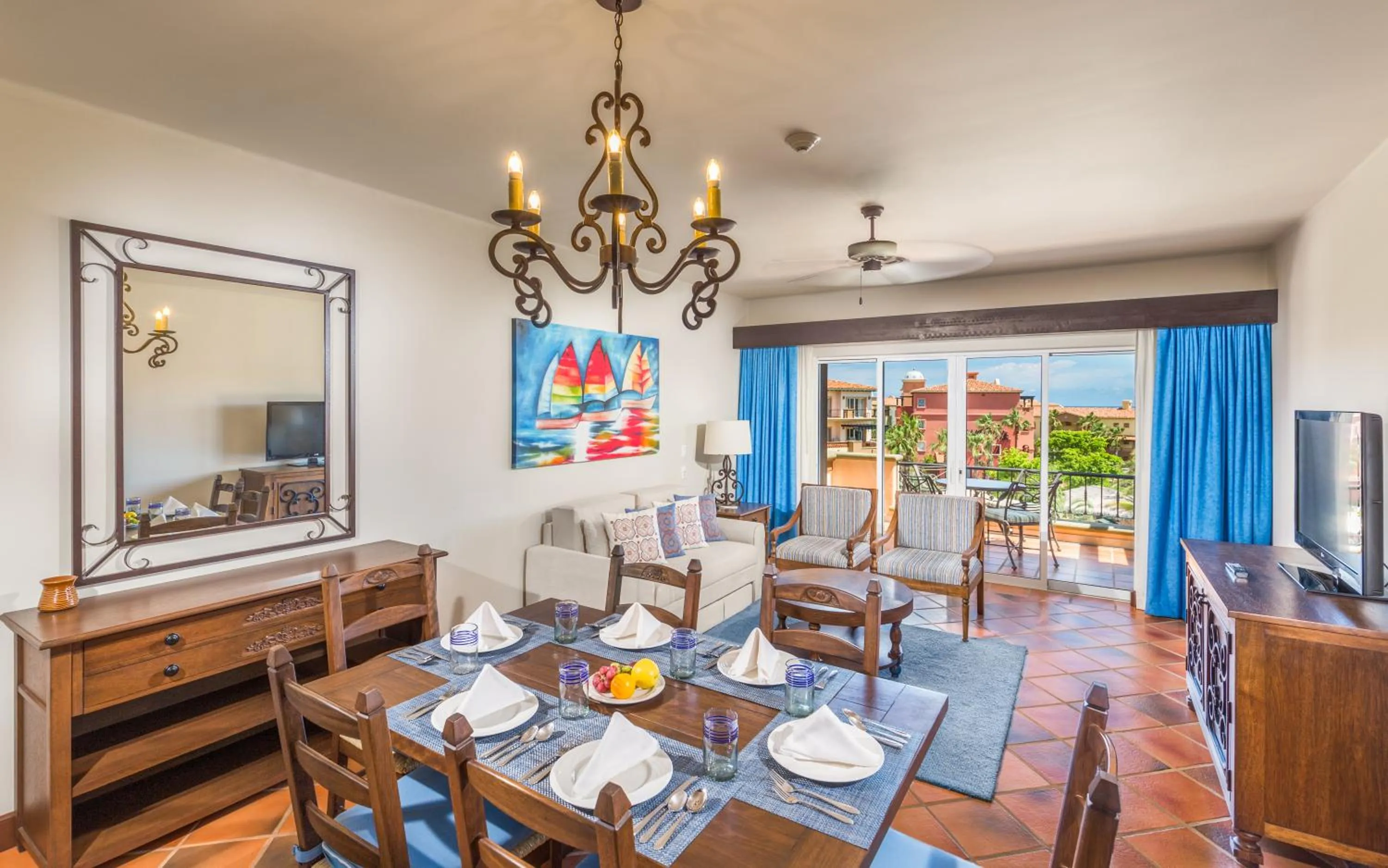 Living room in The Club at Hacienda del Mar