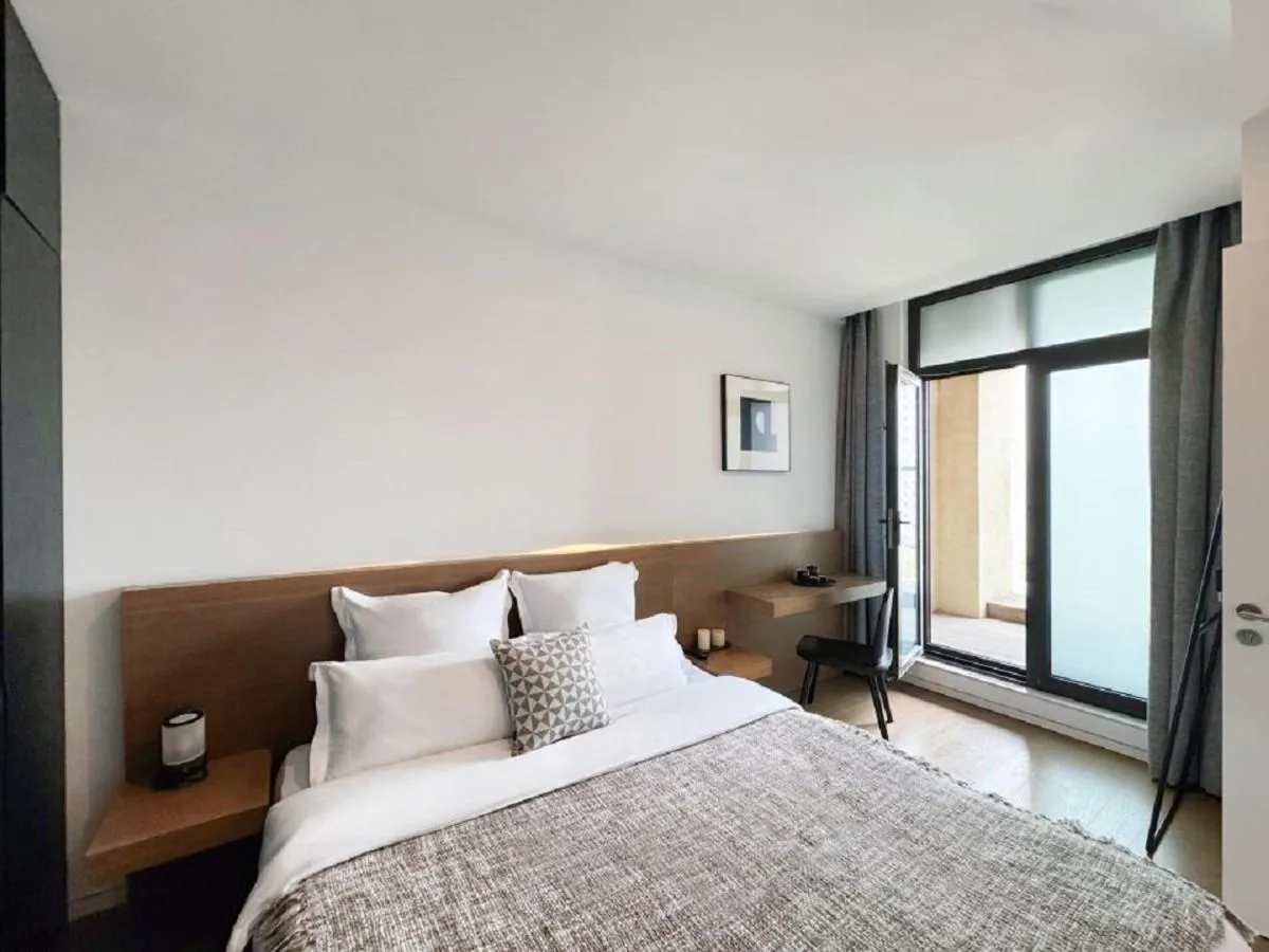 Bedroom, Bed in base-Shanghai Pusan Serviced Apartment