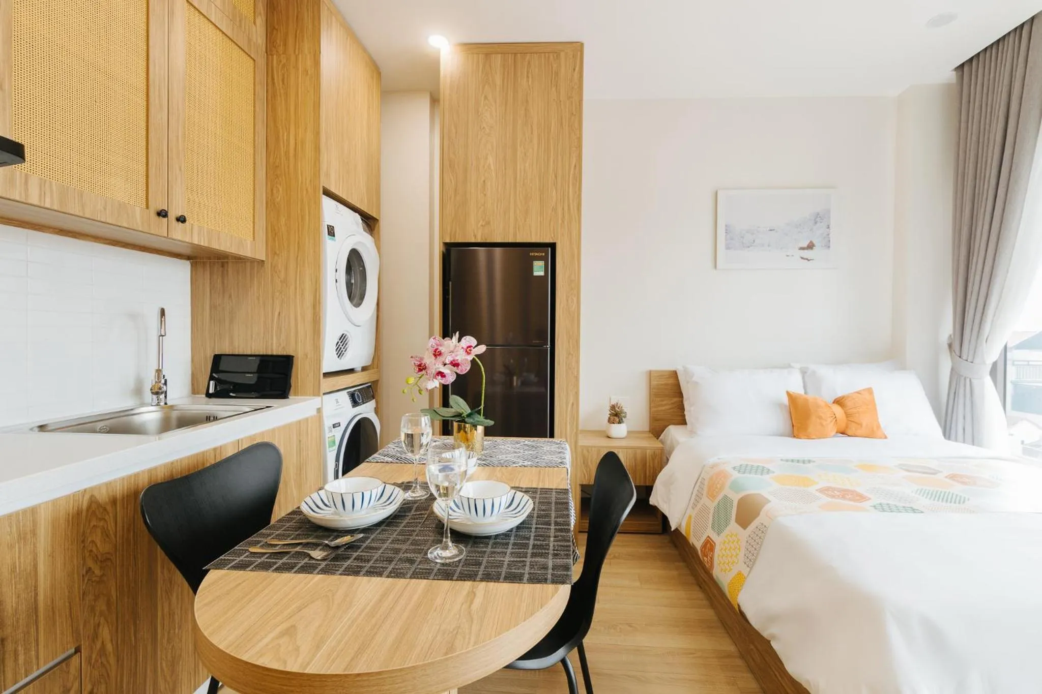 kitchen, Bed in Myrcella Urban Studio