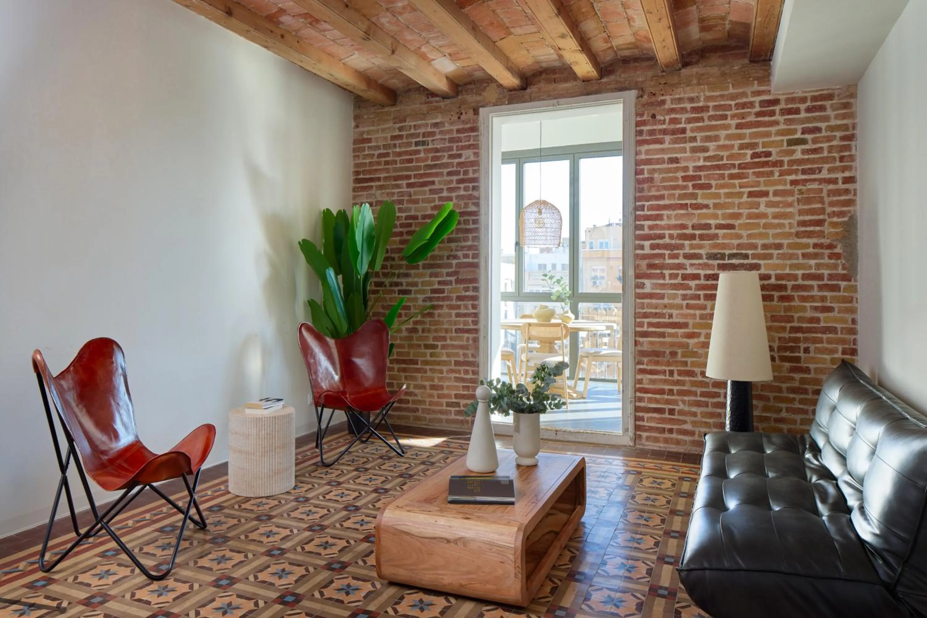 Seating area in Factory Apartments Barcelona