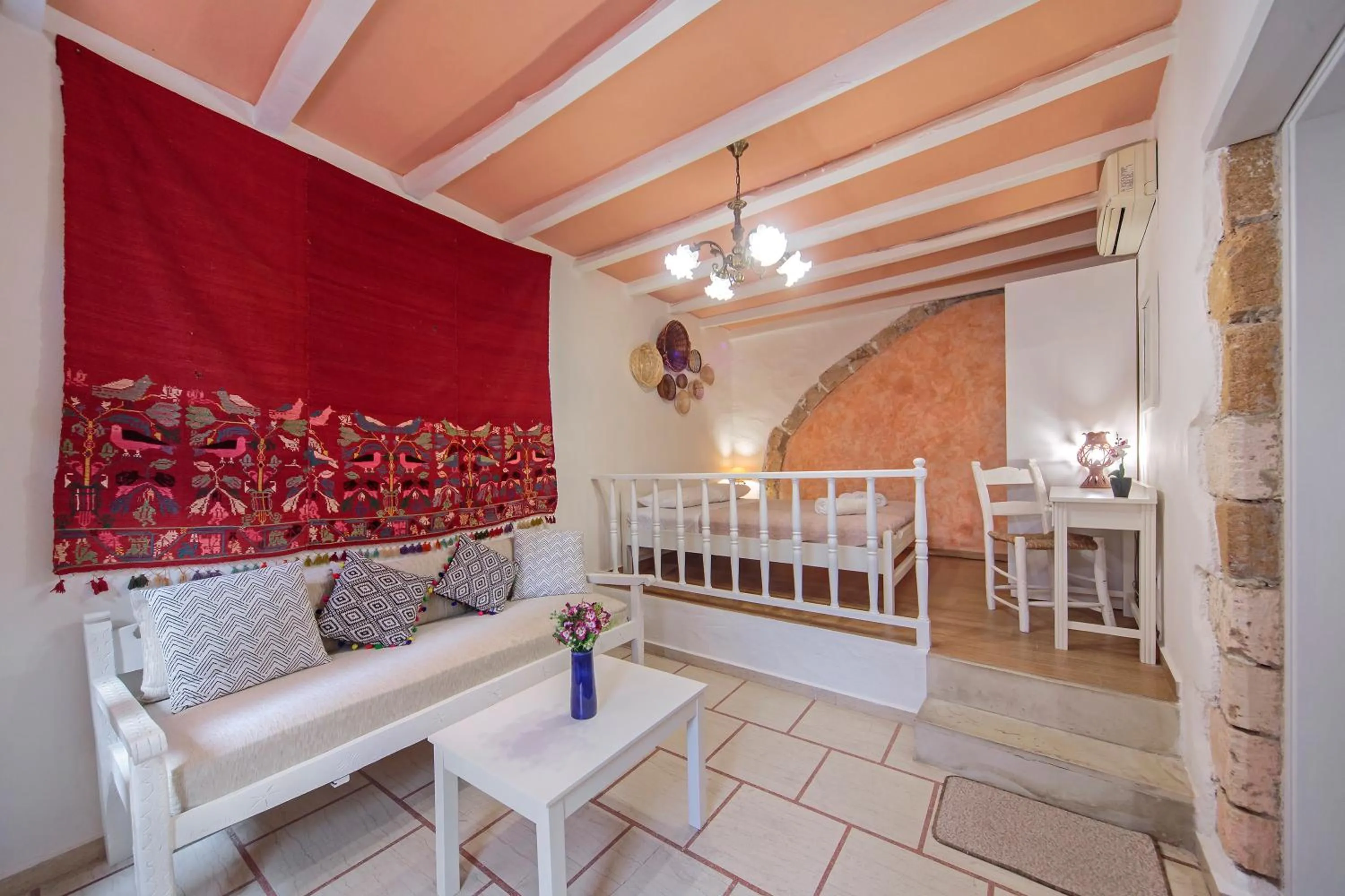 Seating area in KasteliSuites