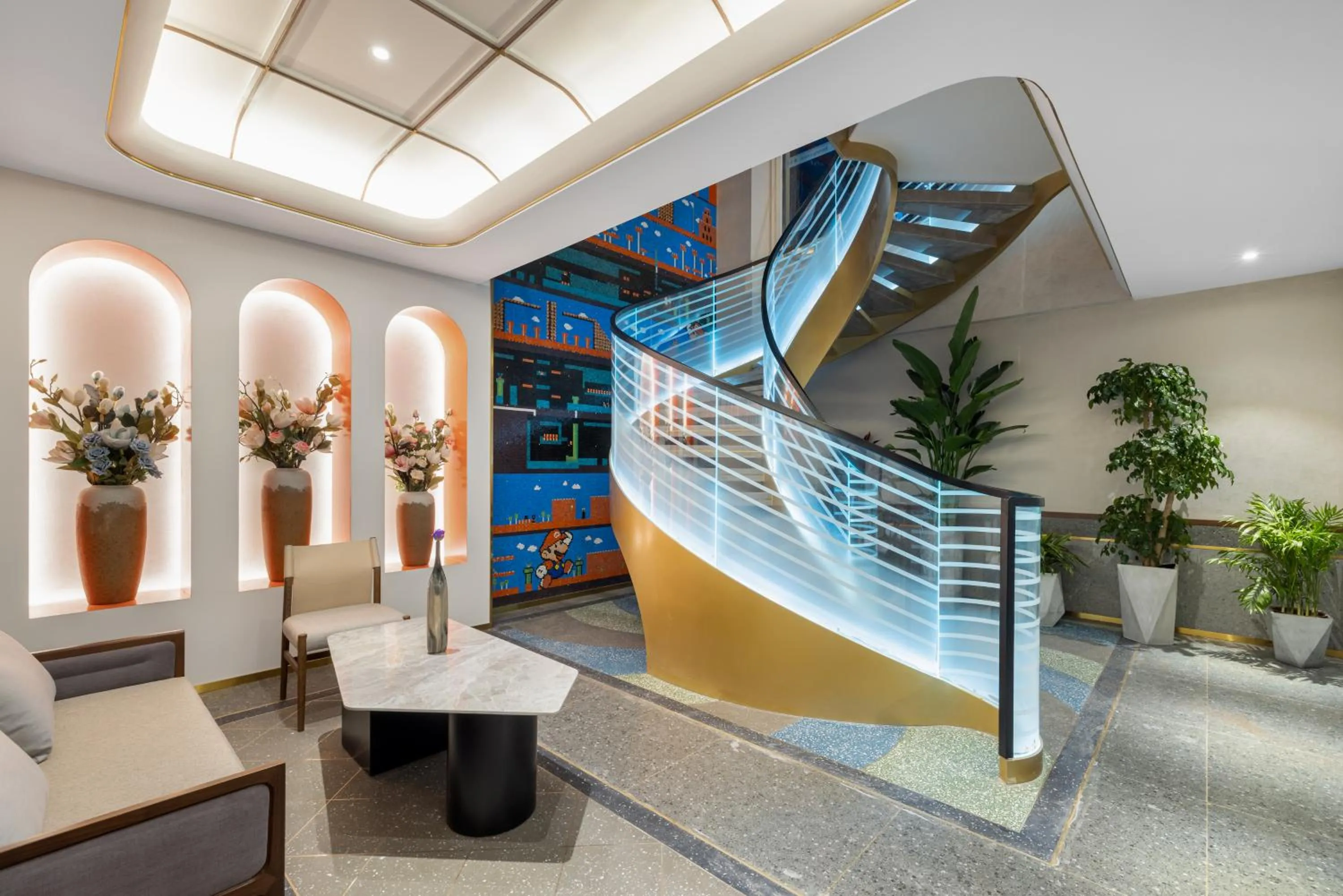 Seating area in Nost algia S Hotel Beijing Liangxiang University Town