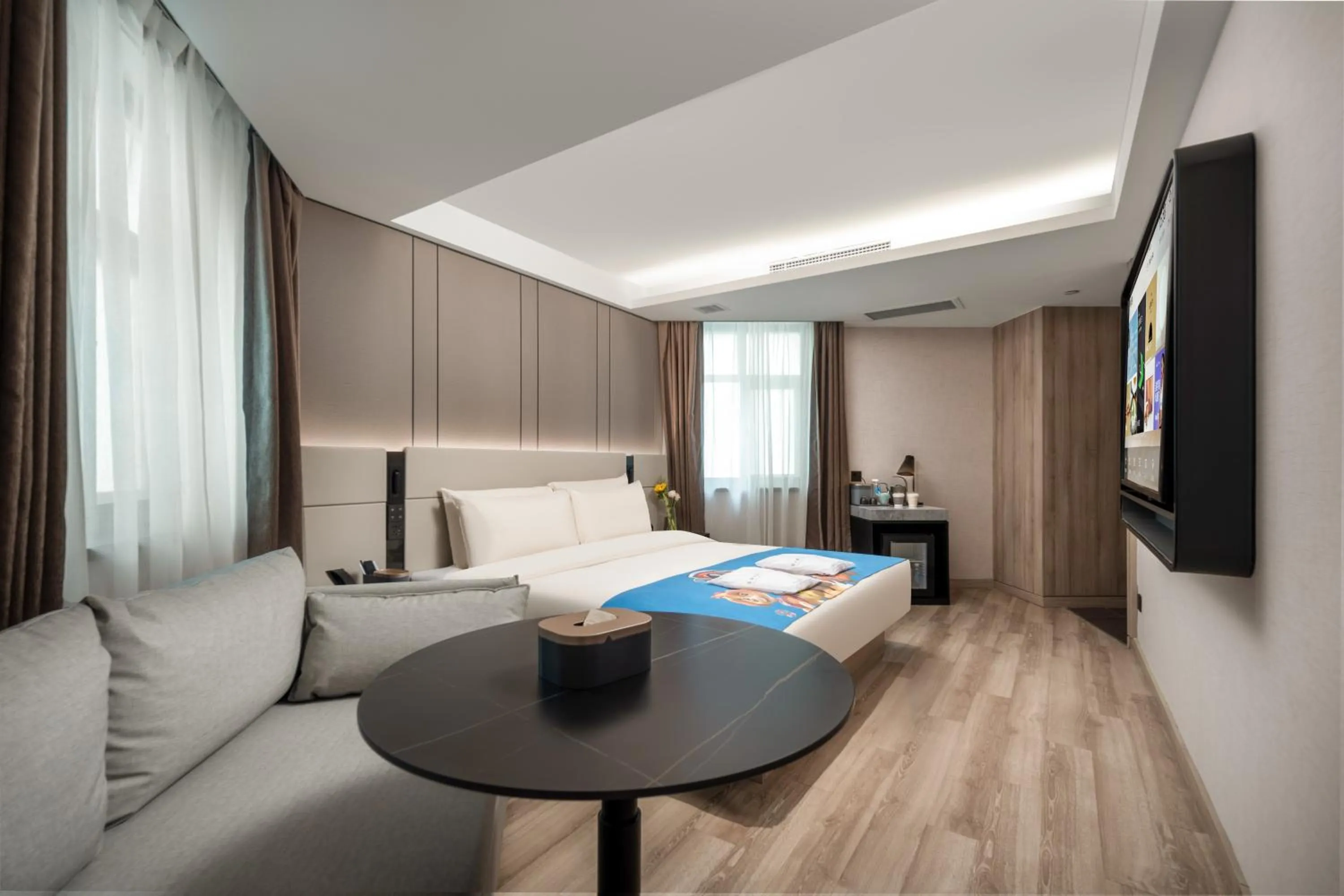 Bed in Atour Hotel Qingdao Olympic Sailing Center May Fourth Square